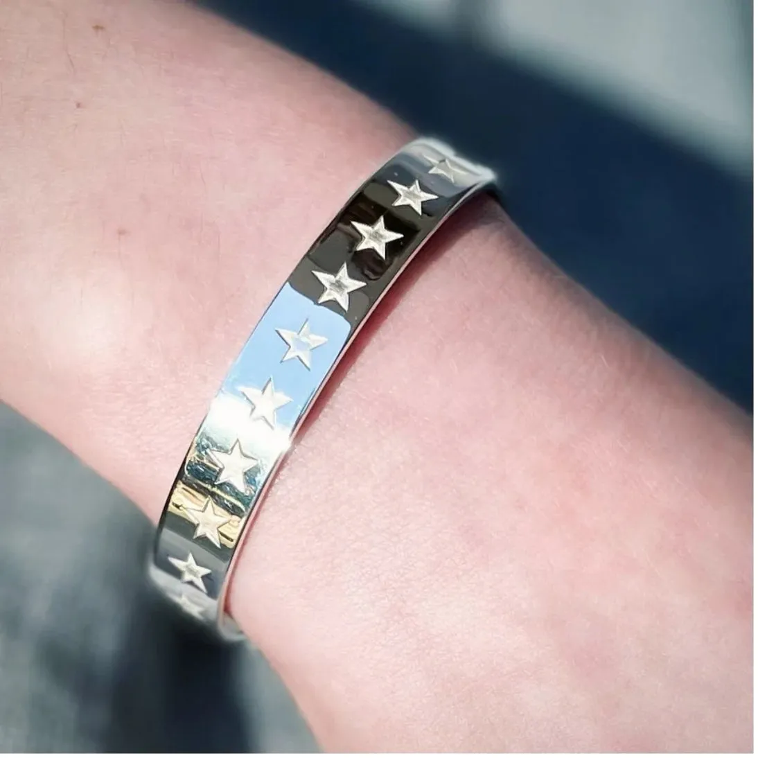 Carter Gore Star Engraved Bangle Sterling Silver