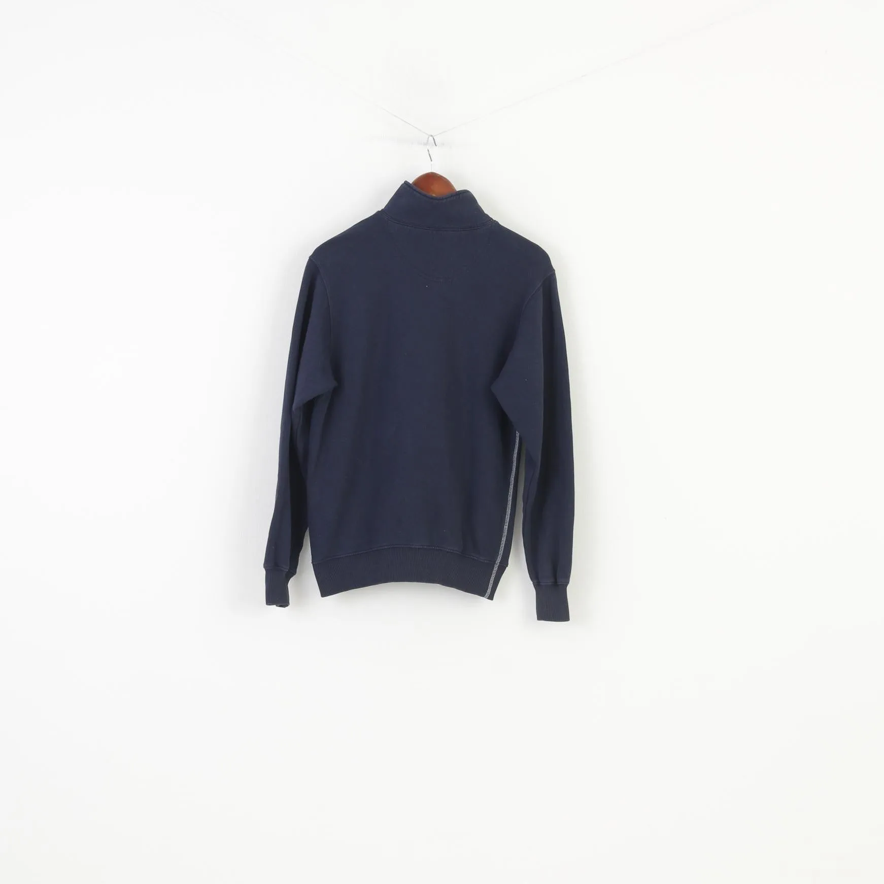 Champion Men S Sweatshirt Navy Zip Neck Cotton Hoodie Collar Vintage Top