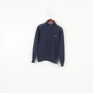 Champion Men S Sweatshirt Navy Zip Neck Cotton Hoodie Collar Vintage Top