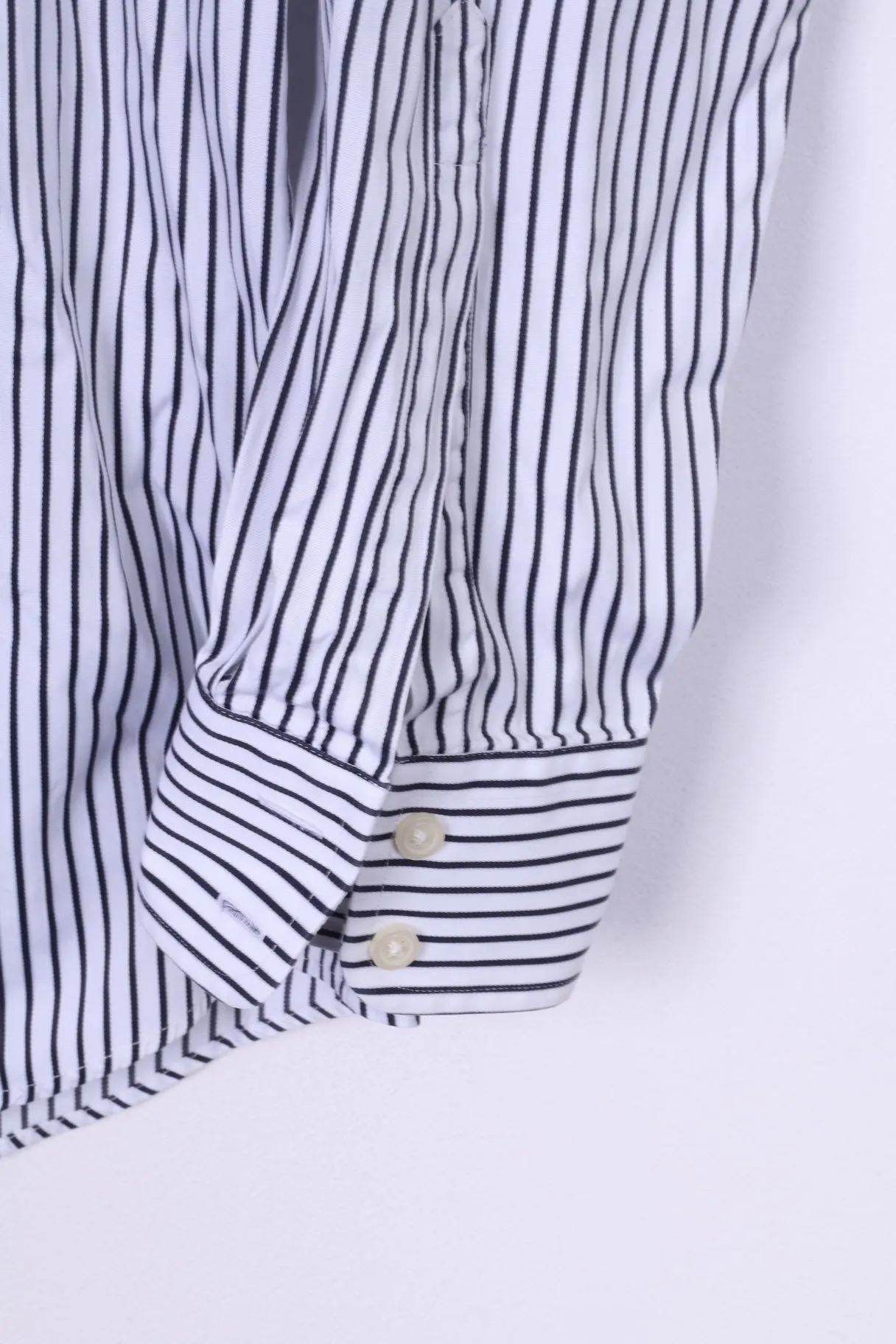Charles Tyrwhitt Mens 41 16 M Casual Shirt White Cotton Striped Long Sleeve