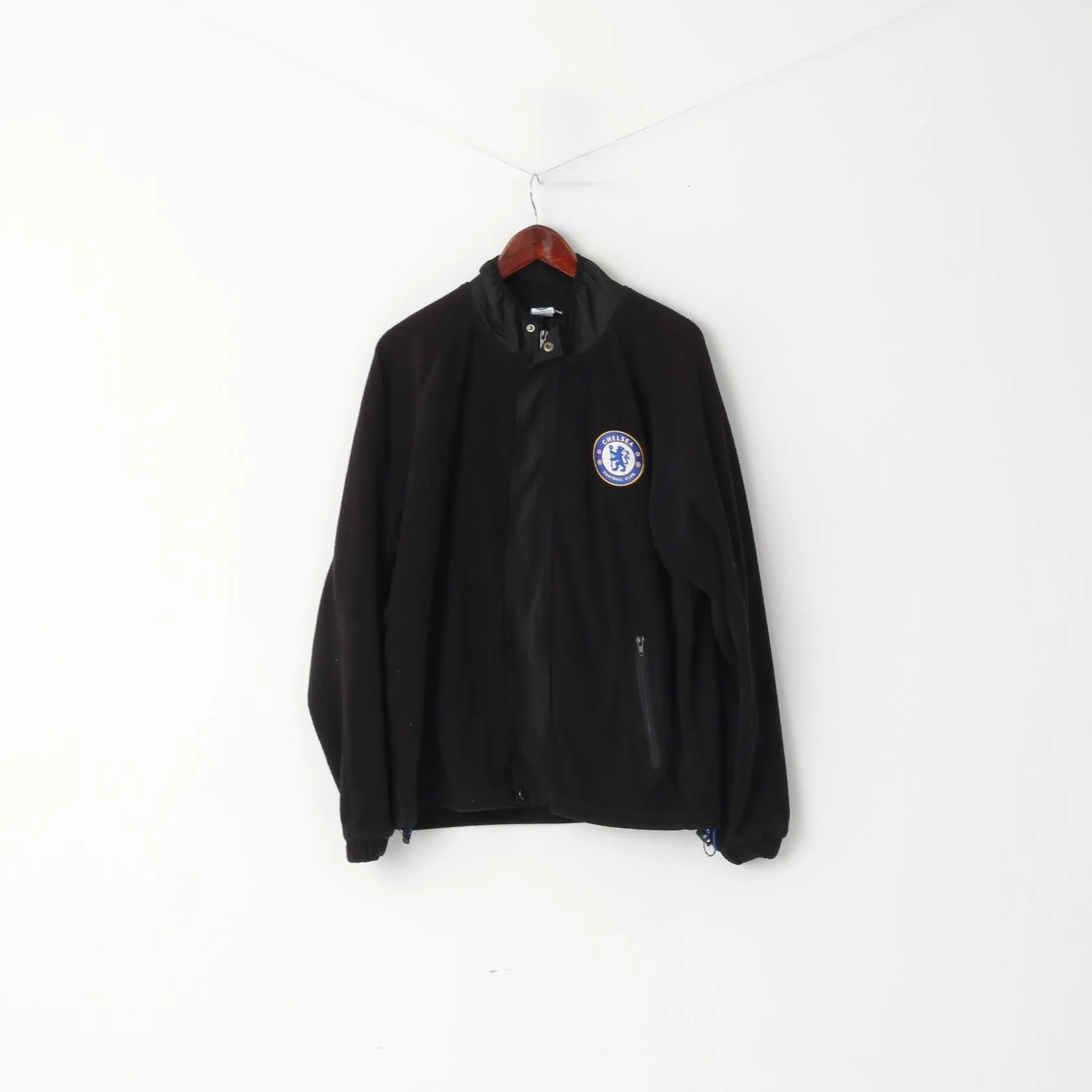 Chelsea Football Club Men XL Fleece Top Black Full Zipper Official Sport Top