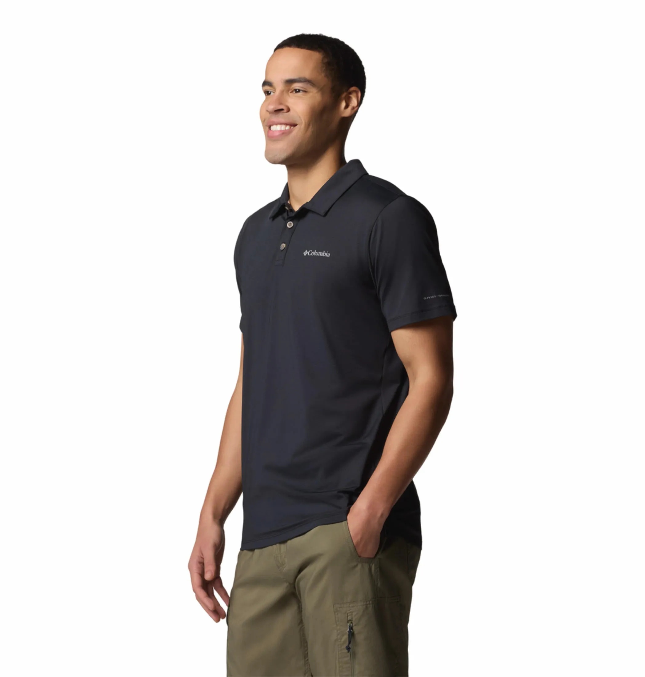 Columbia Men Black Omni-Shade Tech Trail Utility Polo Tshirt