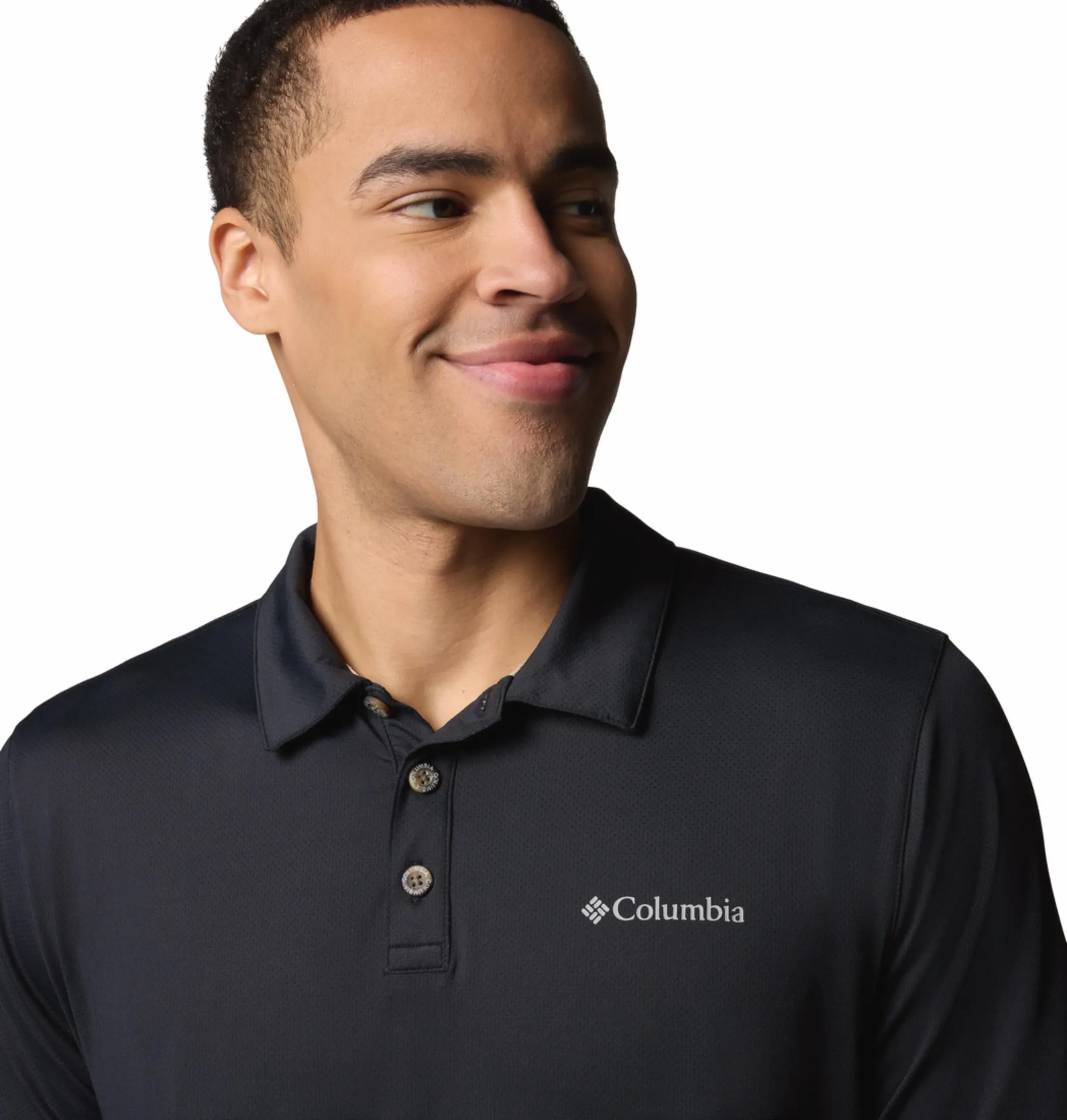 Columbia Men Black Omni-Shade Tech Trail Utility Polo Tshirt