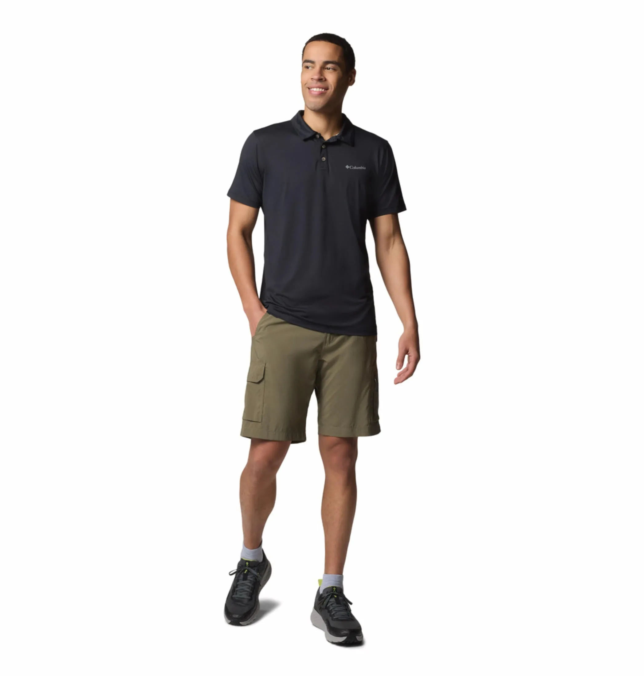 Columbia Men Black Omni-Shade Tech Trail Utility Polo Tshirt
