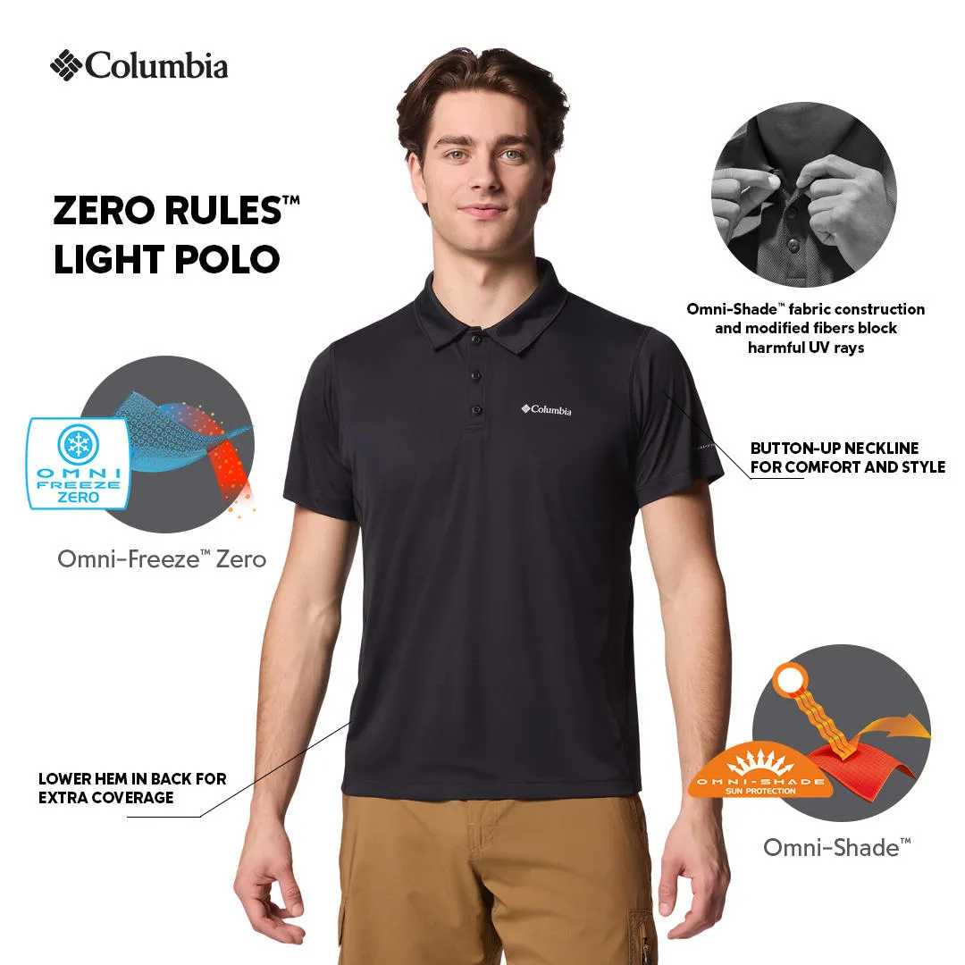 Columbia Men Black Omni-Shade Zero Rules Light Polo Tshirt