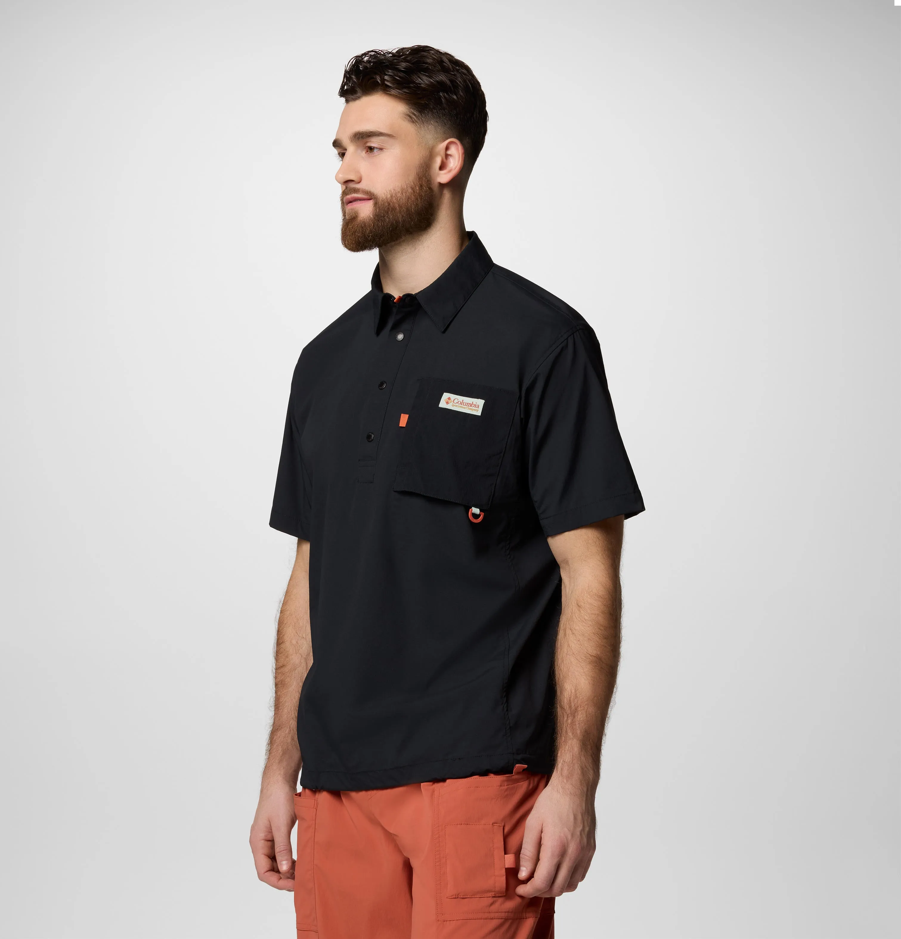 Columbia Men Black Omni-Shield Cove Beach Woven Short Sleeve Shirt