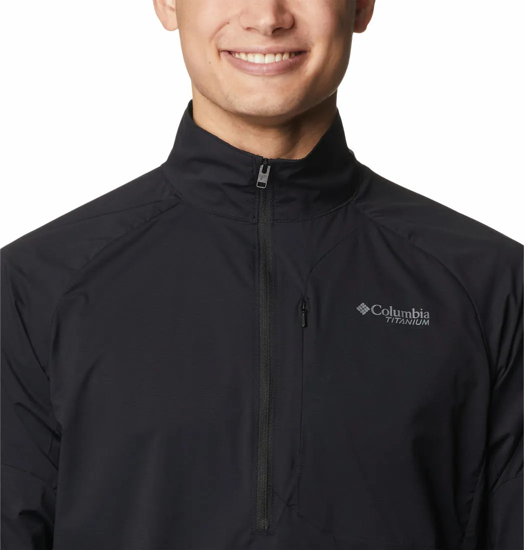 Columbia Men Black Omni-Shield M Titan Pass Lightweight Half Zip Long Sleeve Shirt