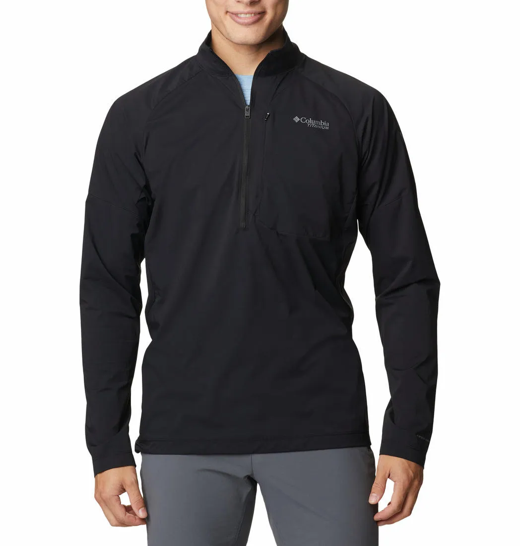 Columbia Men Black Omni-Shield M Titan Pass Lightweight Half Zip Long Sleeve Shirt
