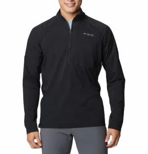 Columbia Men Black Omni-Shield M Titan Pass Lightweight Half Zip Long Sleeve Shirt