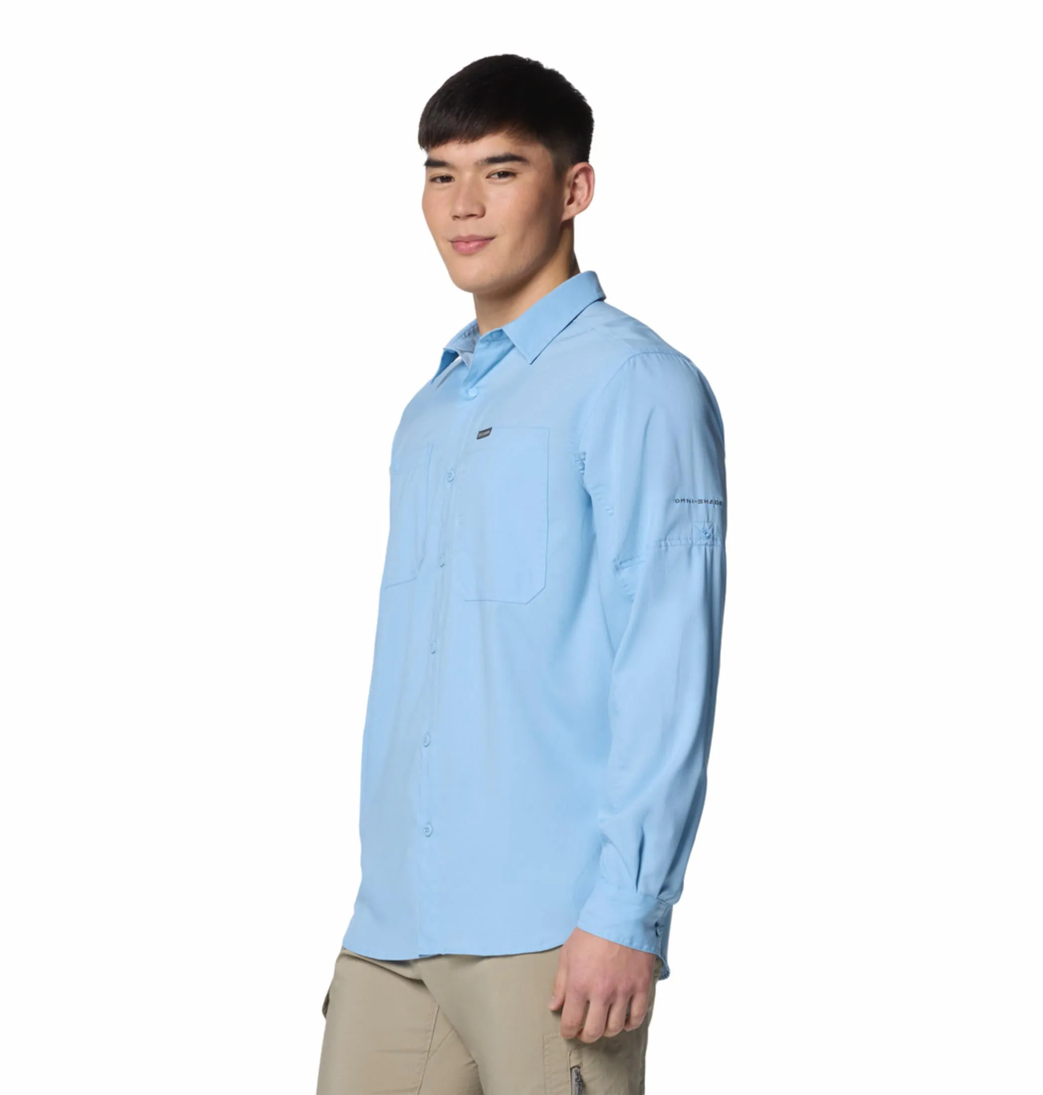 Columbia Men Blue Omni-Shade Silver Ridge Utility Lite Long Sleeve Shirt