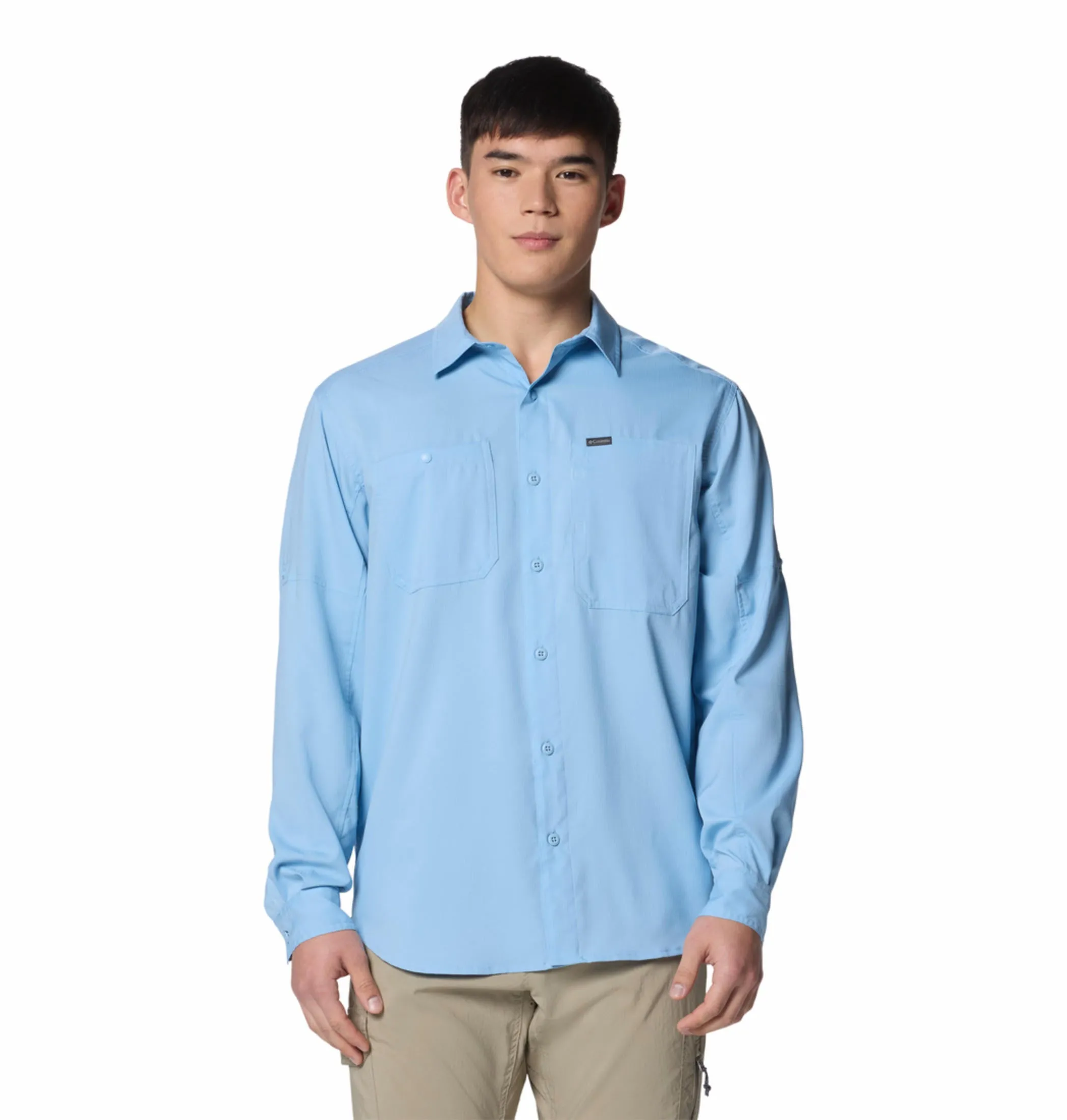Columbia Men Blue Omni-Shade Silver Ridge Utility Lite Long Sleeve Shirt