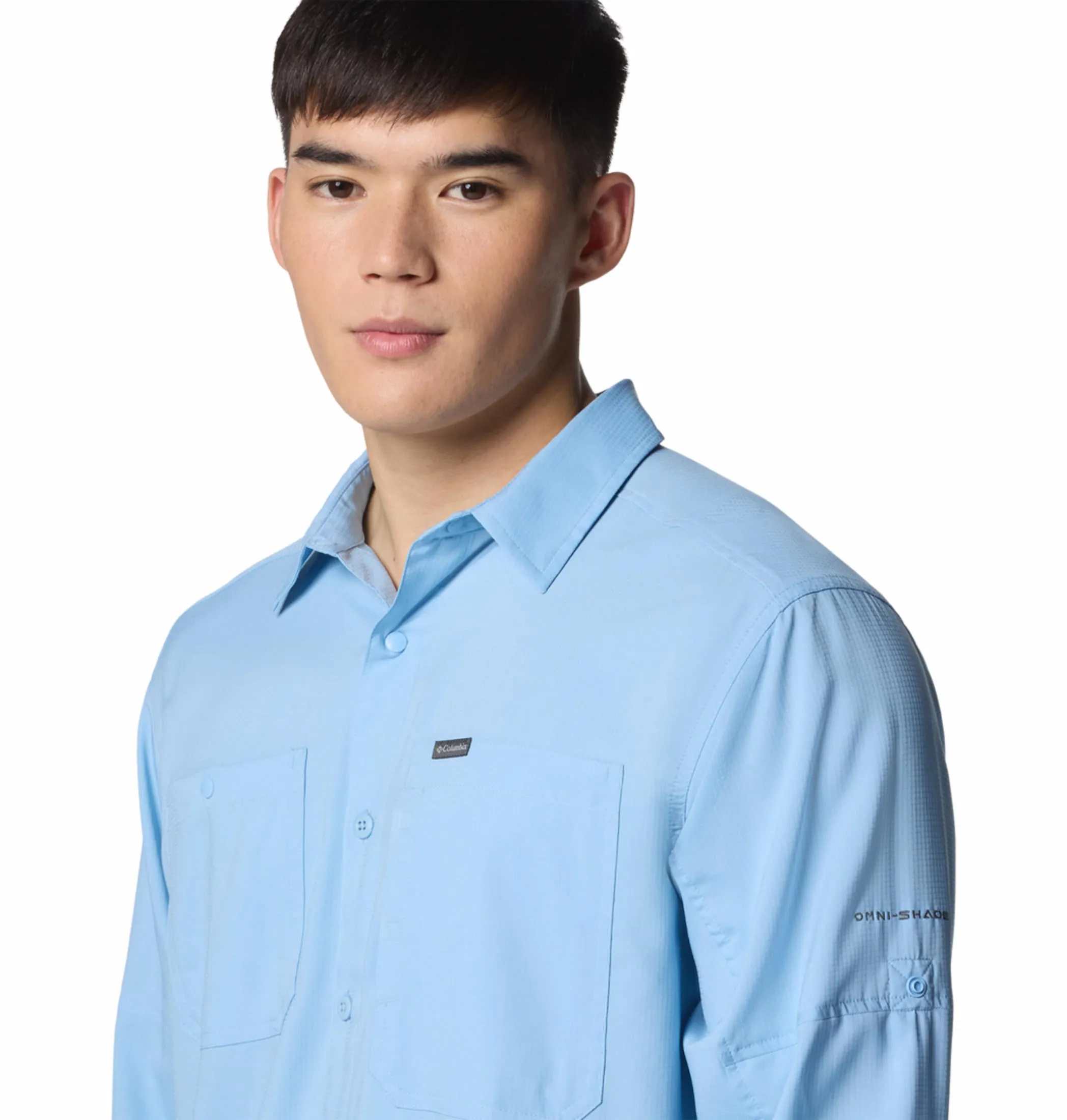 Columbia Men Blue Omni-Shade Silver Ridge Utility Lite Long Sleeve Shirt