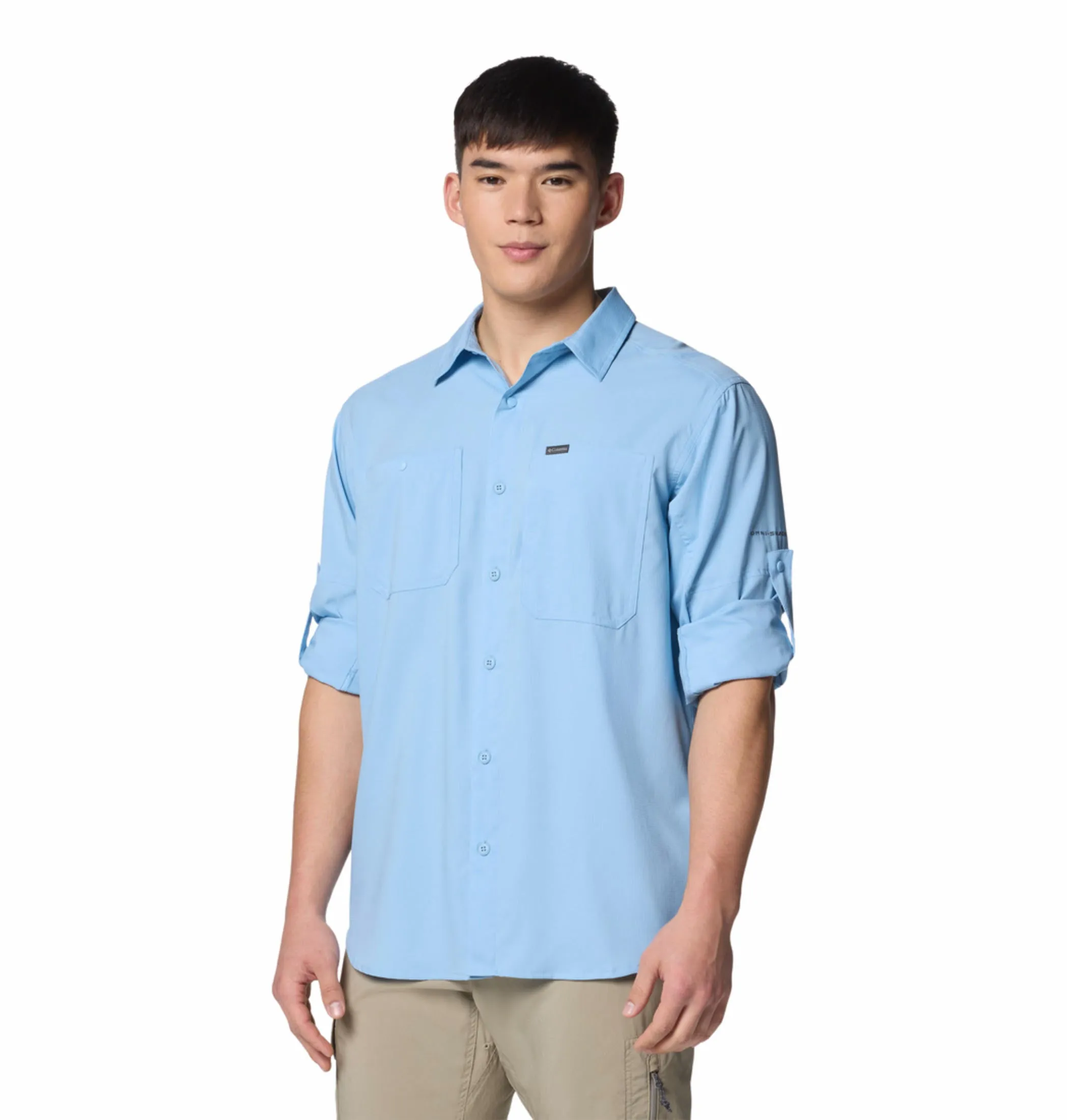 Columbia Men Blue Omni-Shade Silver Ridge Utility Lite Long Sleeve Shirt