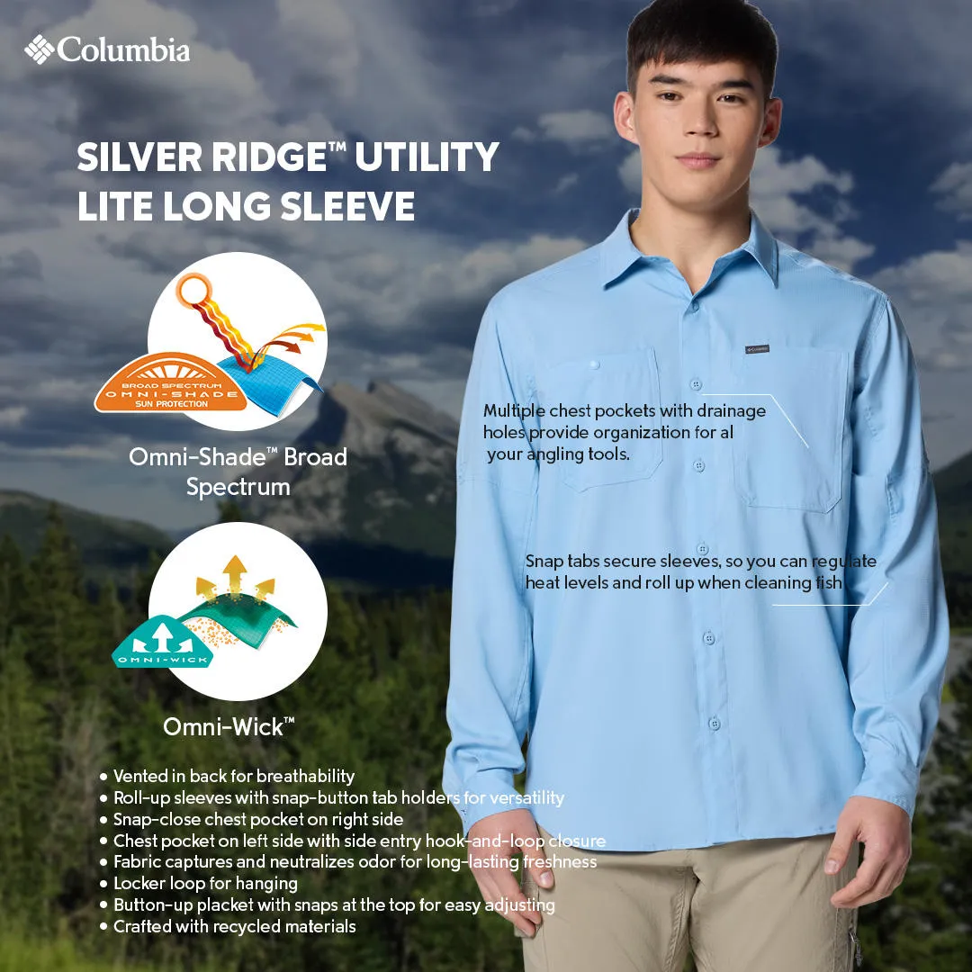 Columbia Men Blue Omni-Shade Silver Ridge Utility Lite Long Sleeve Shirt