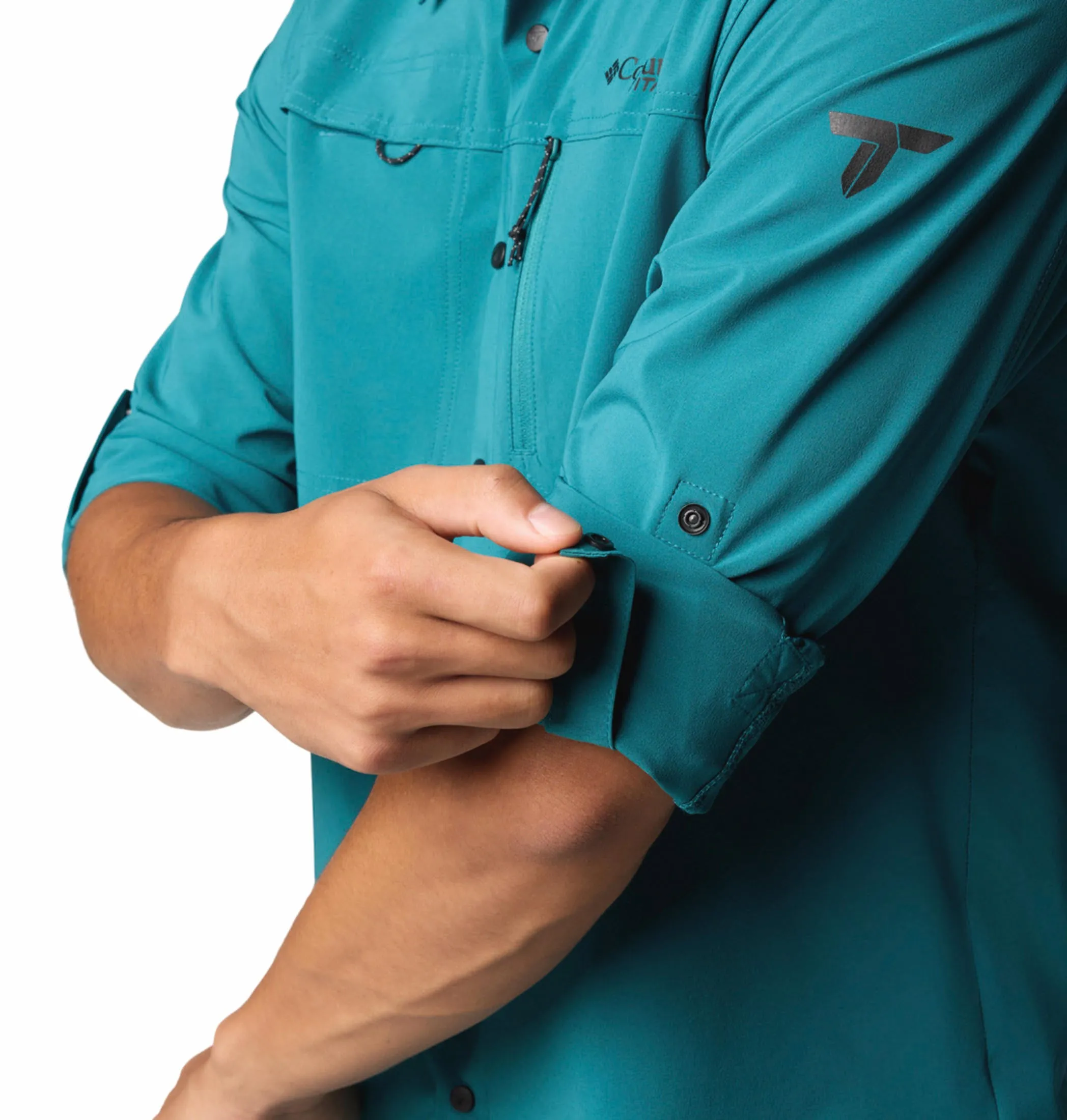 Columbia Men Blue Omni-Shade Summit Valley Woven Long Sleeve Shirt