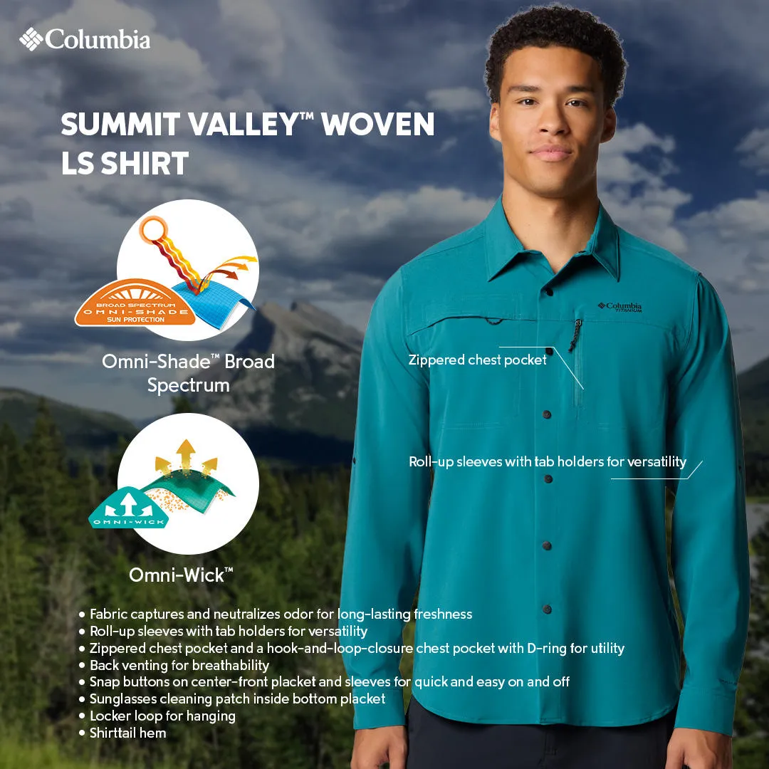 Columbia Men Blue Omni-Shade Summit Valley Woven Long Sleeve Shirt