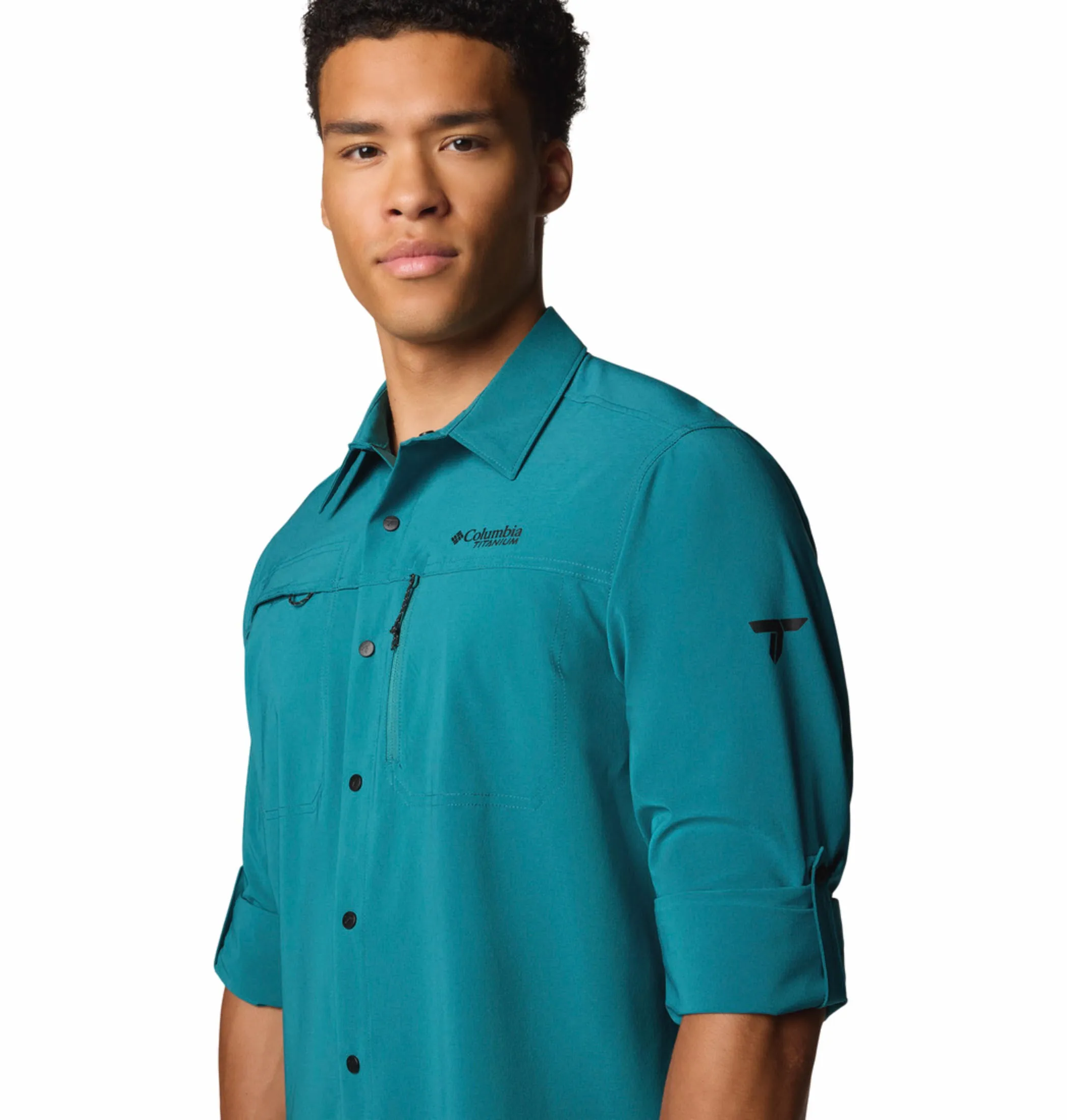 Columbia Men Blue Omni-Shade Summit Valley Woven Long Sleeve Shirt