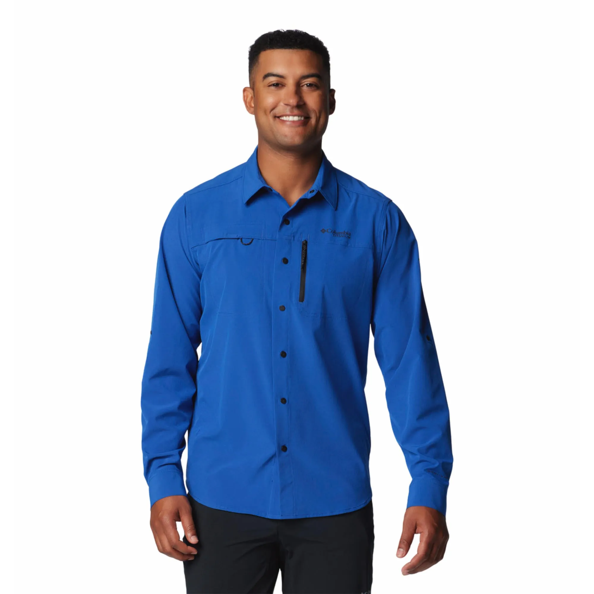 Columbia Men Blue Omni-Shade Summit Valley Woven Long Sleeve Shirt