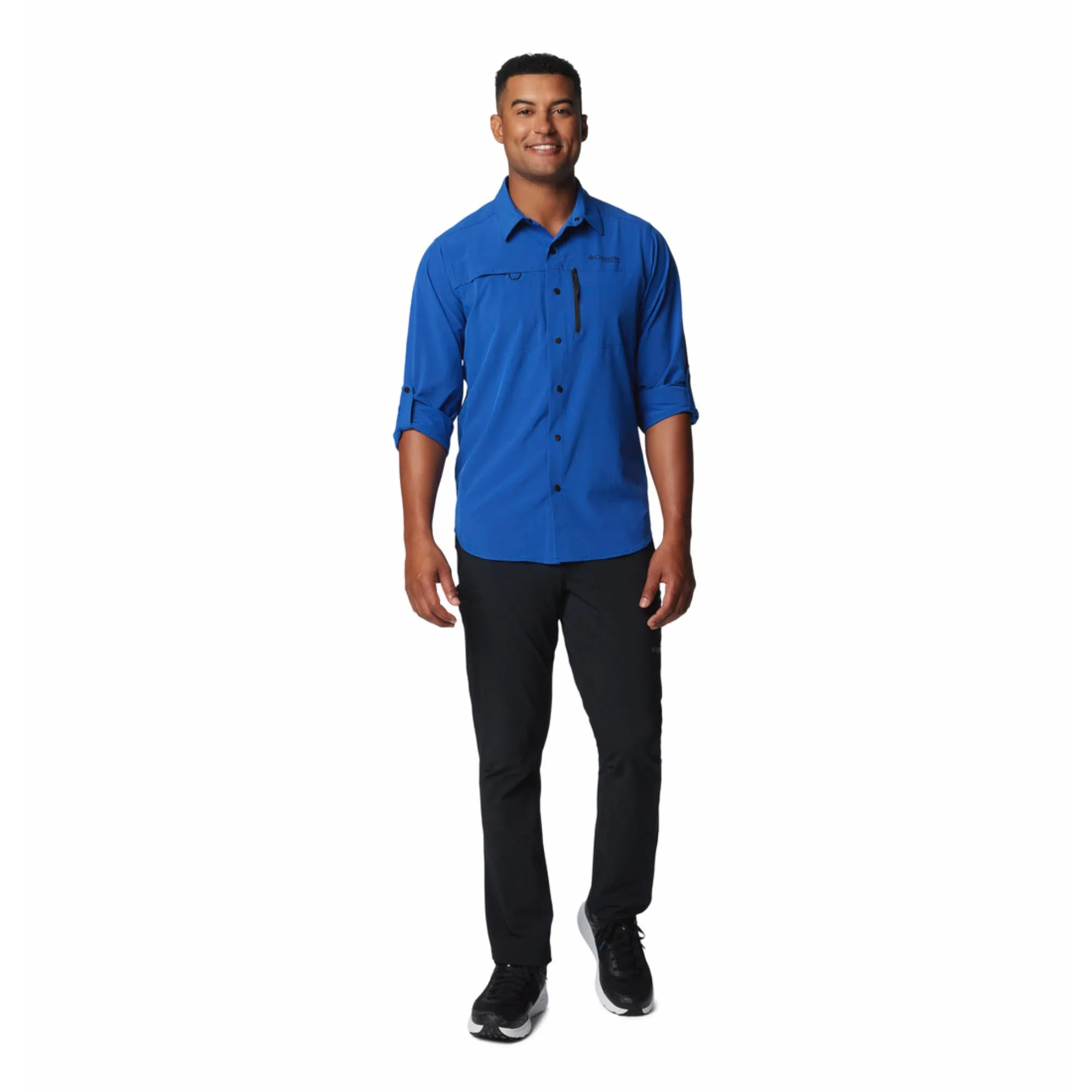 Columbia Men Blue Omni-Shade Summit Valley Woven Long Sleeve Shirt