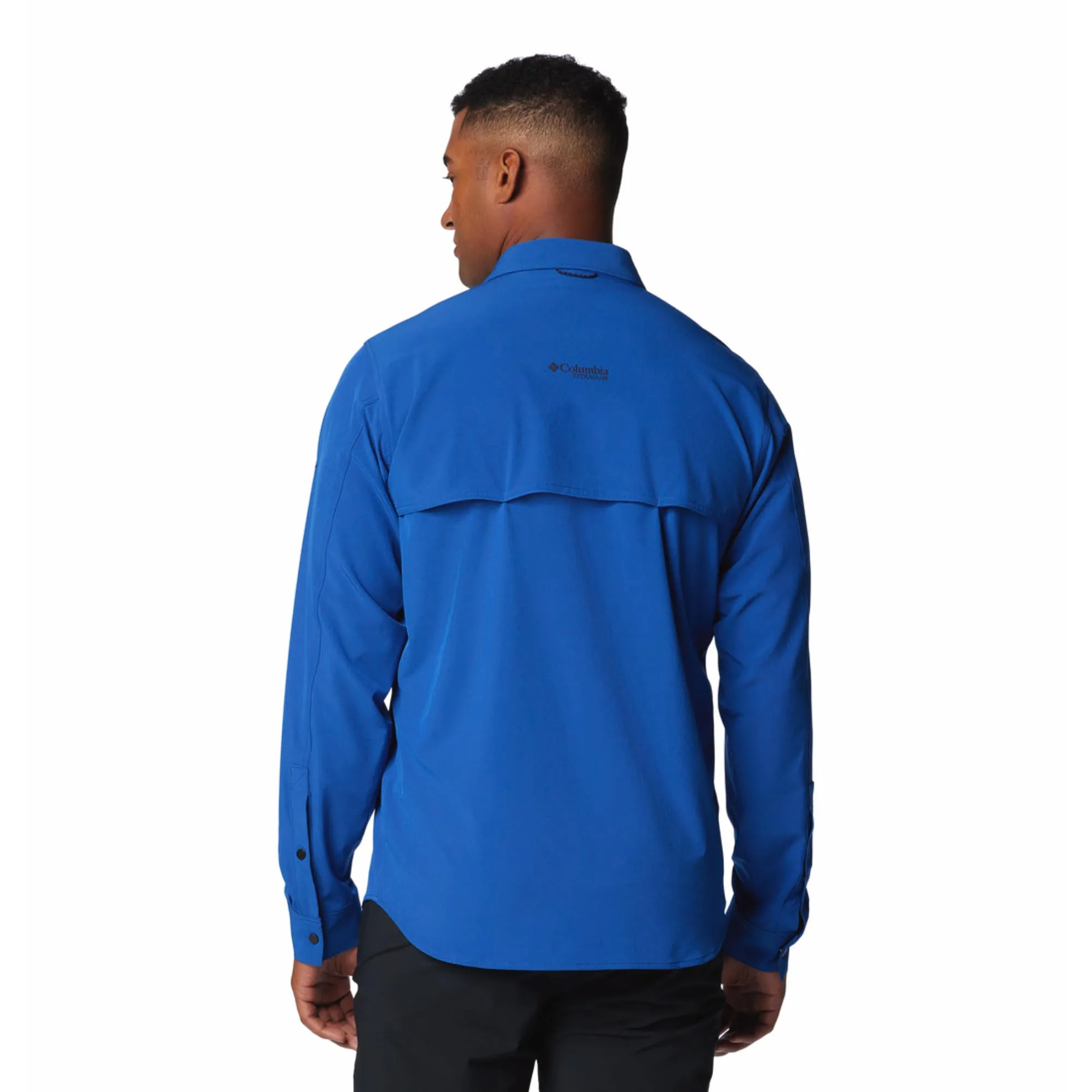 Columbia Men Blue Omni-Shade Summit Valley Woven Long Sleeve Shirt