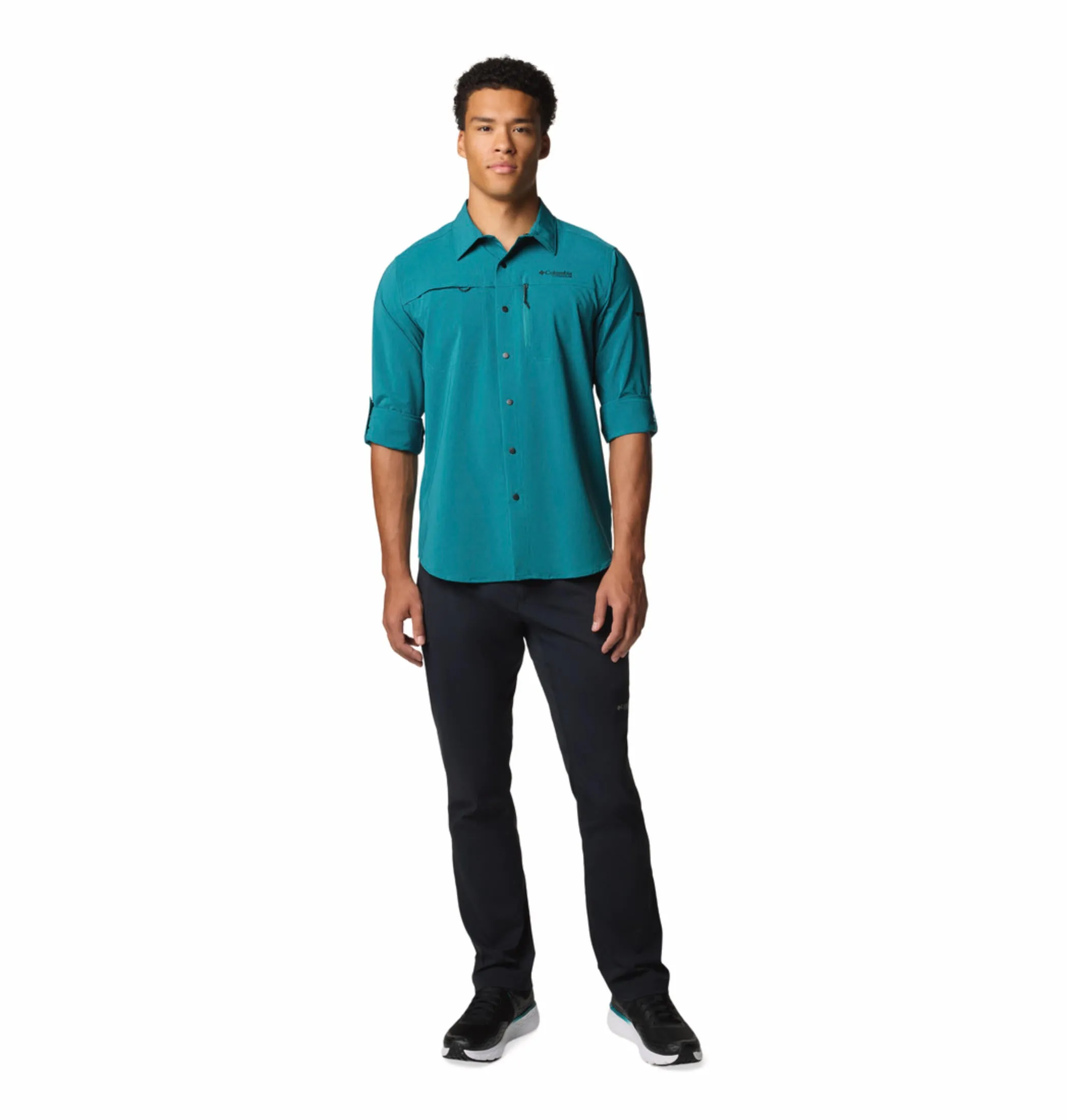 Columbia Men Blue Omni-Shade Summit Valley Woven Long Sleeve Shirt