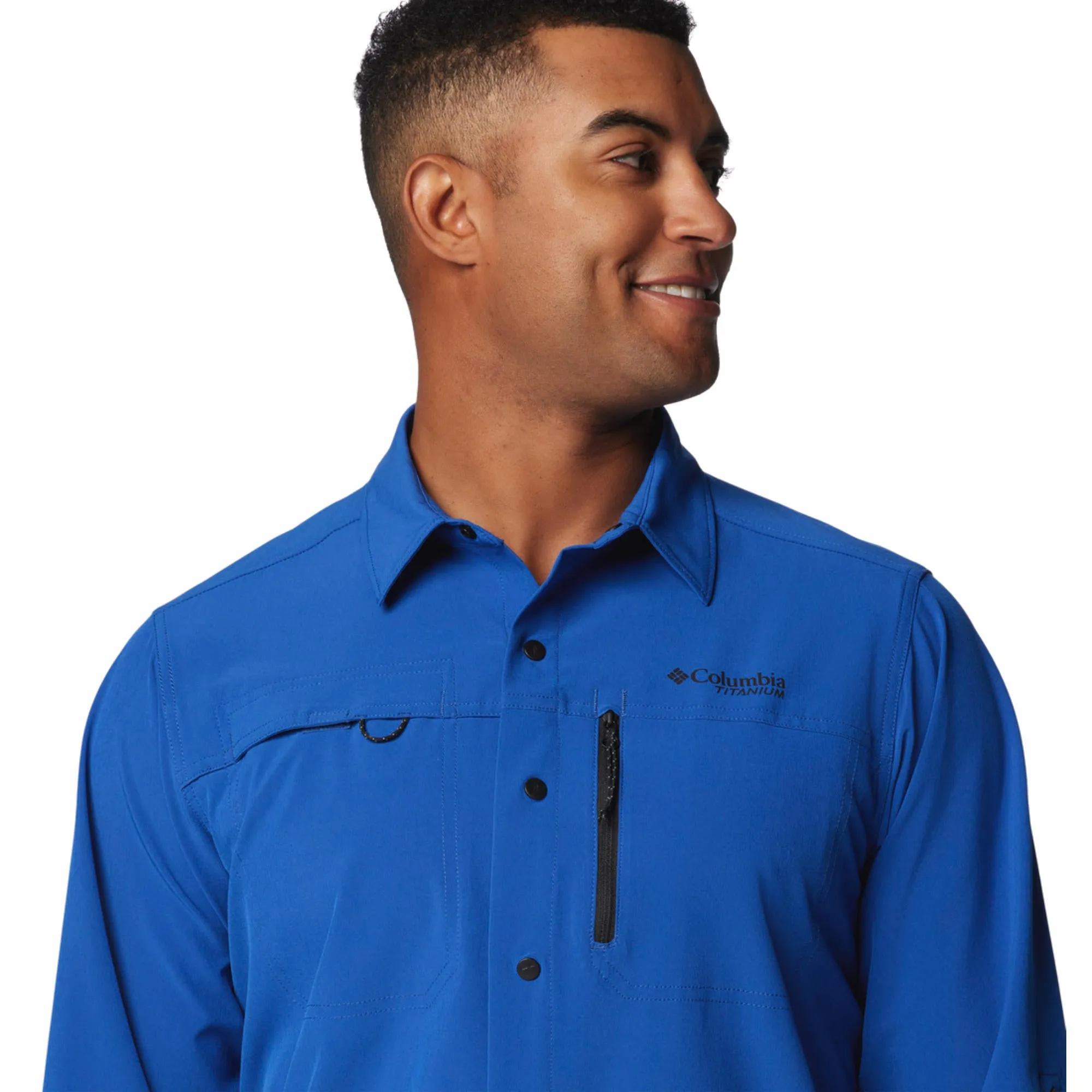 Columbia Men Blue Omni-Shade Summit Valley Woven Long Sleeve Shirt