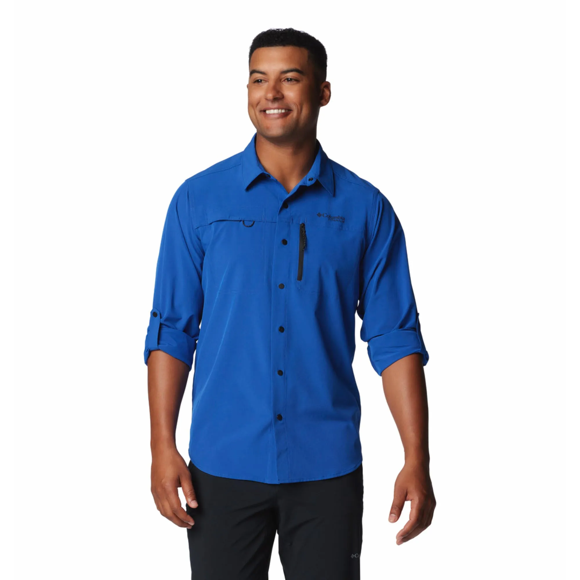 Columbia Men Blue Omni-Shade Summit Valley Woven Long Sleeve Shirt