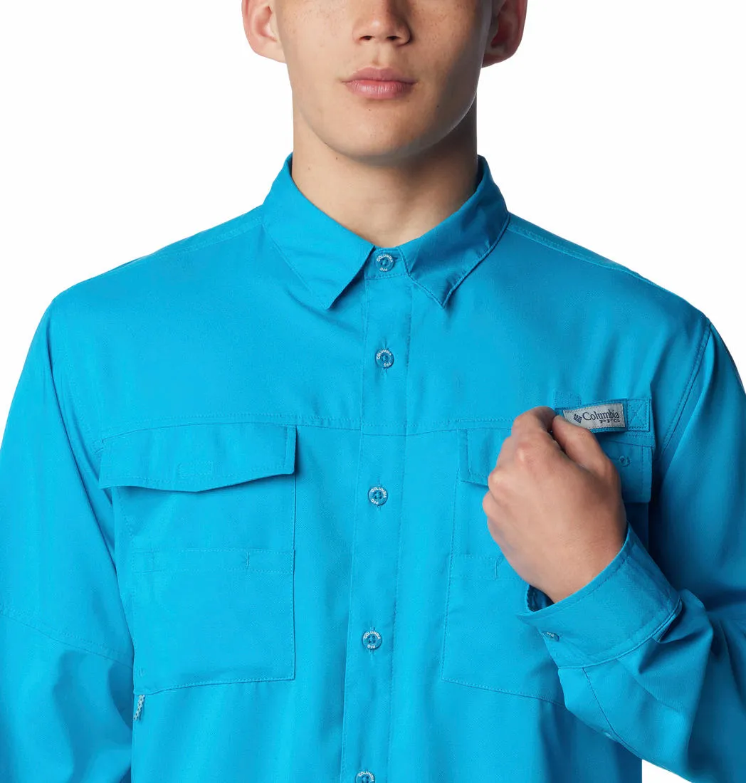 Columbia Men Blue Omni-Shield Blood and Guts IV Woven Long Sleeve Shirt
