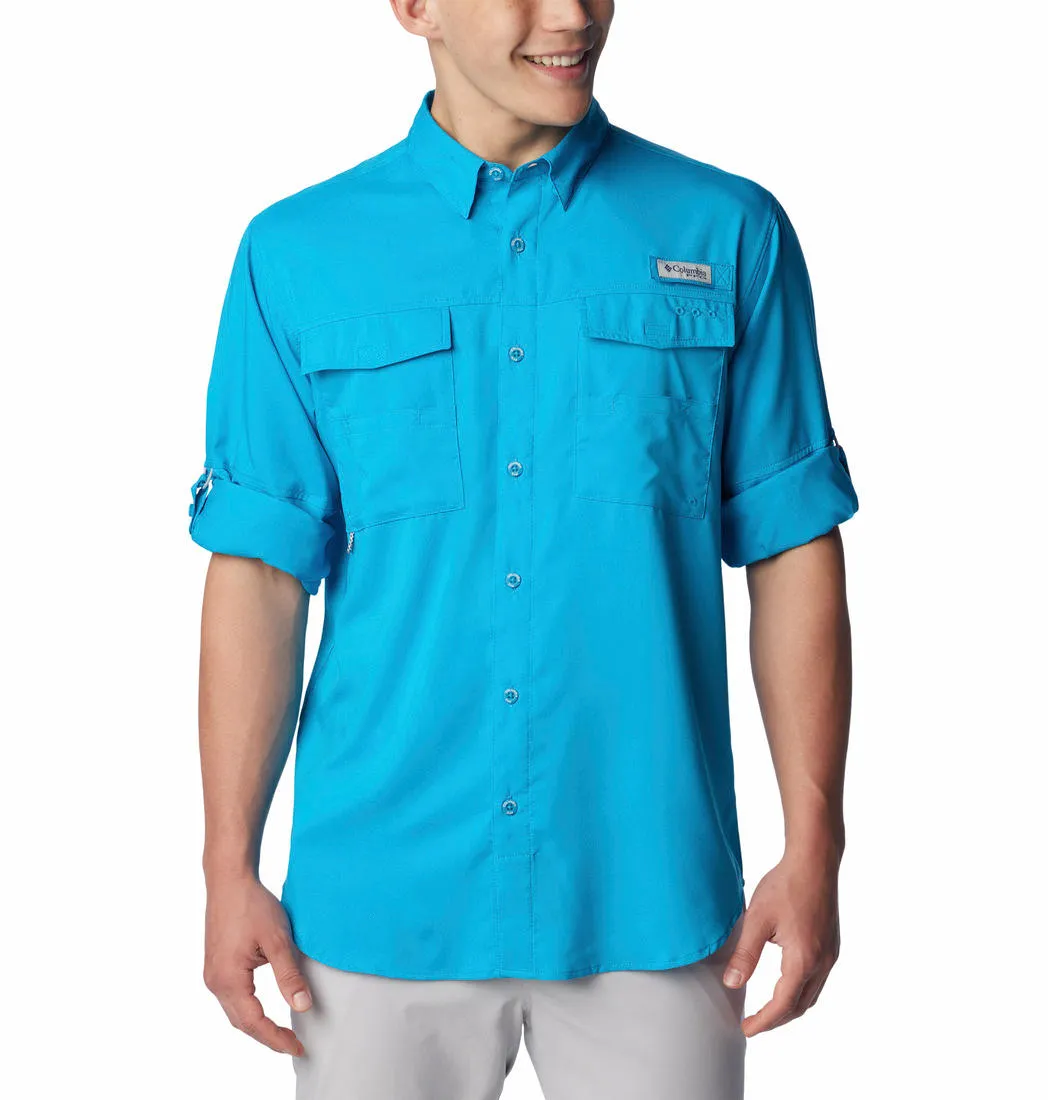 Columbia Men Blue Omni-Shield Blood and Guts IV Woven Long Sleeve Shirt