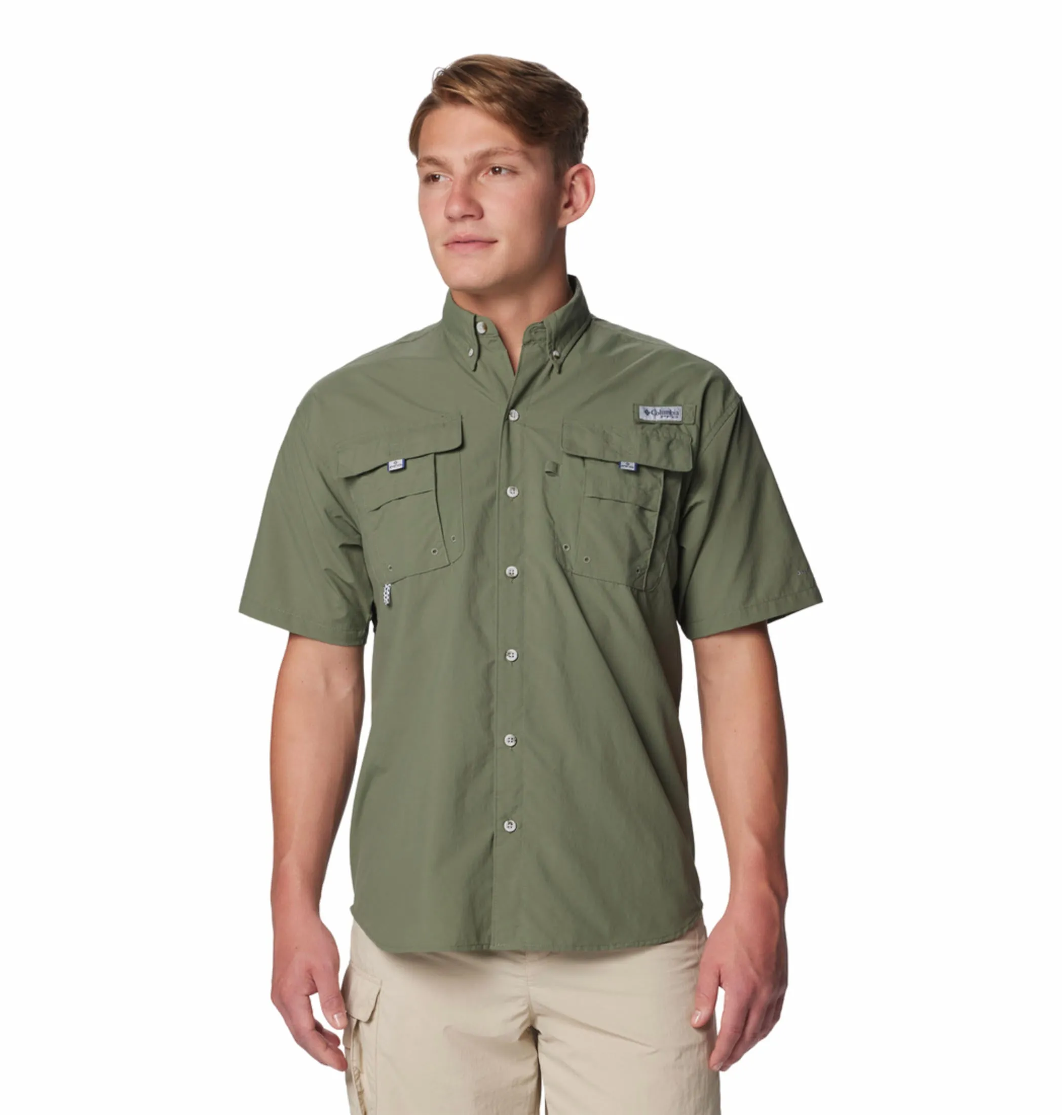 Columbia Men Green Omni-Shade Bahama II Short Sleeve Shirt