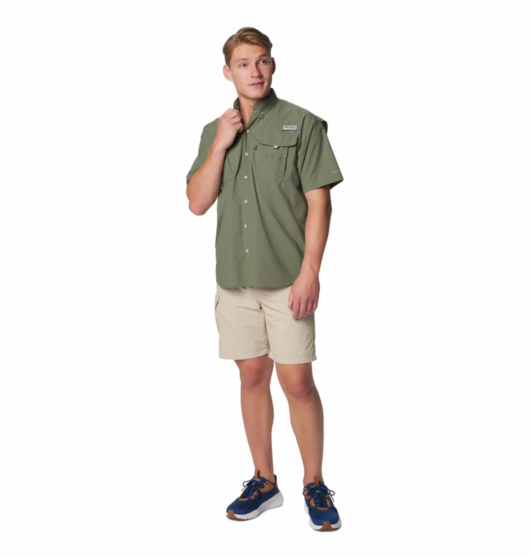 Columbia Men Green Omni-Shade Bahama II Short Sleeve Shirt