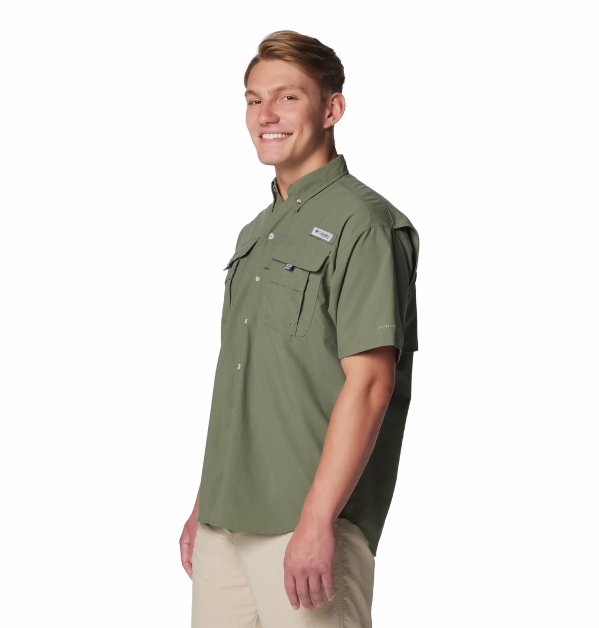 Columbia Men Green Omni-Shade Bahama II Short Sleeve Shirt
