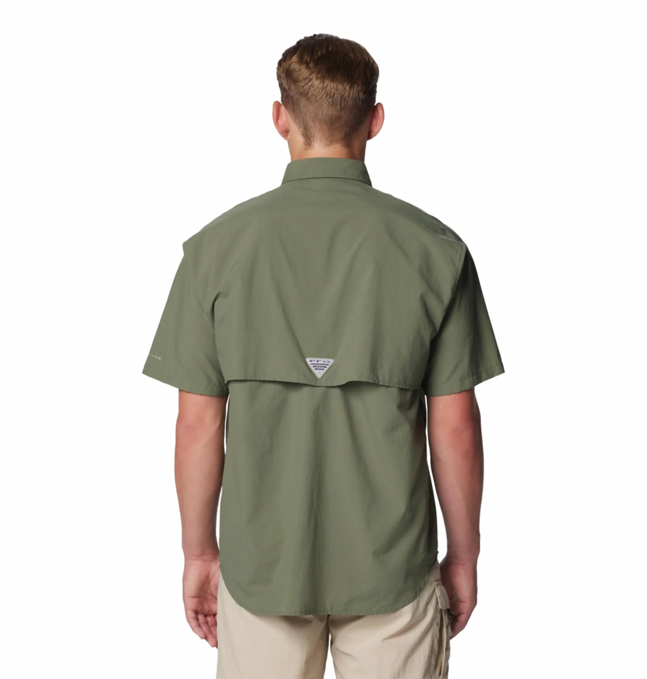Columbia Men Green Omni-Shade Bahama II Short Sleeve Shirt