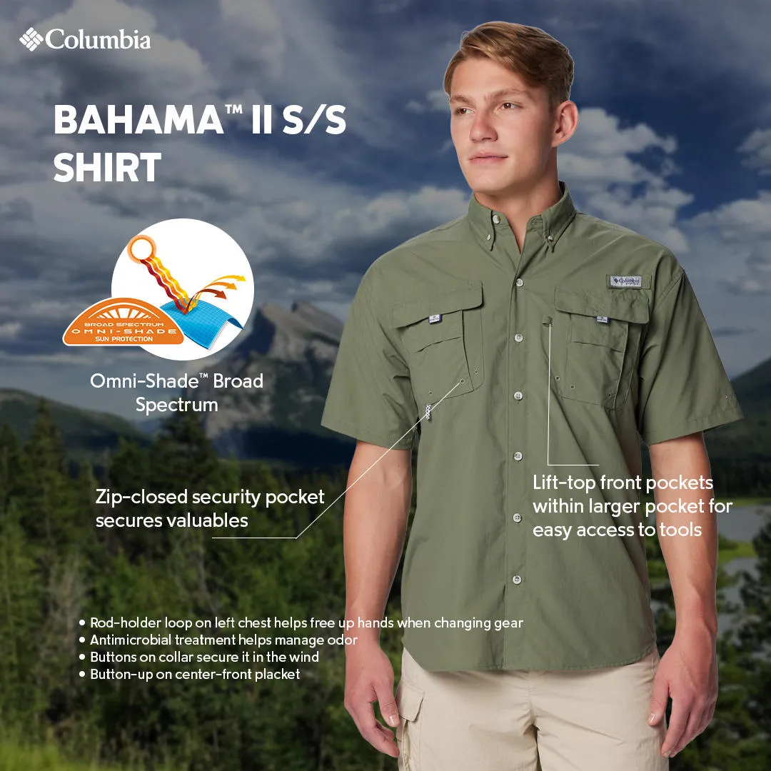 Columbia Men Green Omni-Shade Bahama II Short Sleeve Shirt
