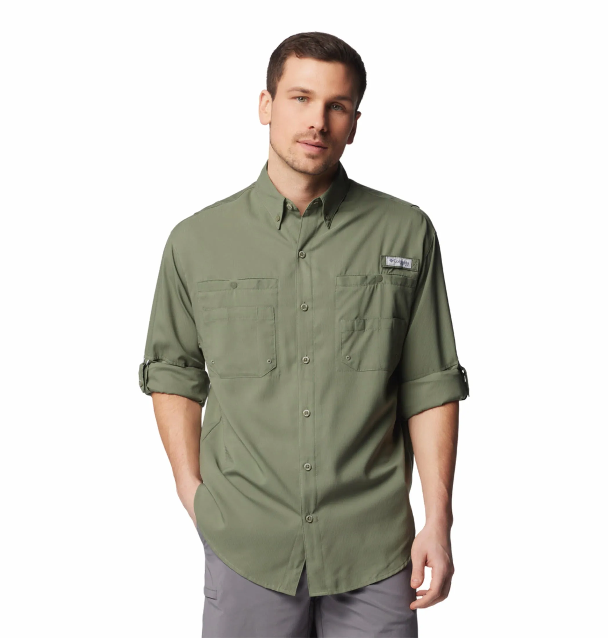 Columbia Men Green Omni-Wick Tamiami II Long Sleeve Shirt