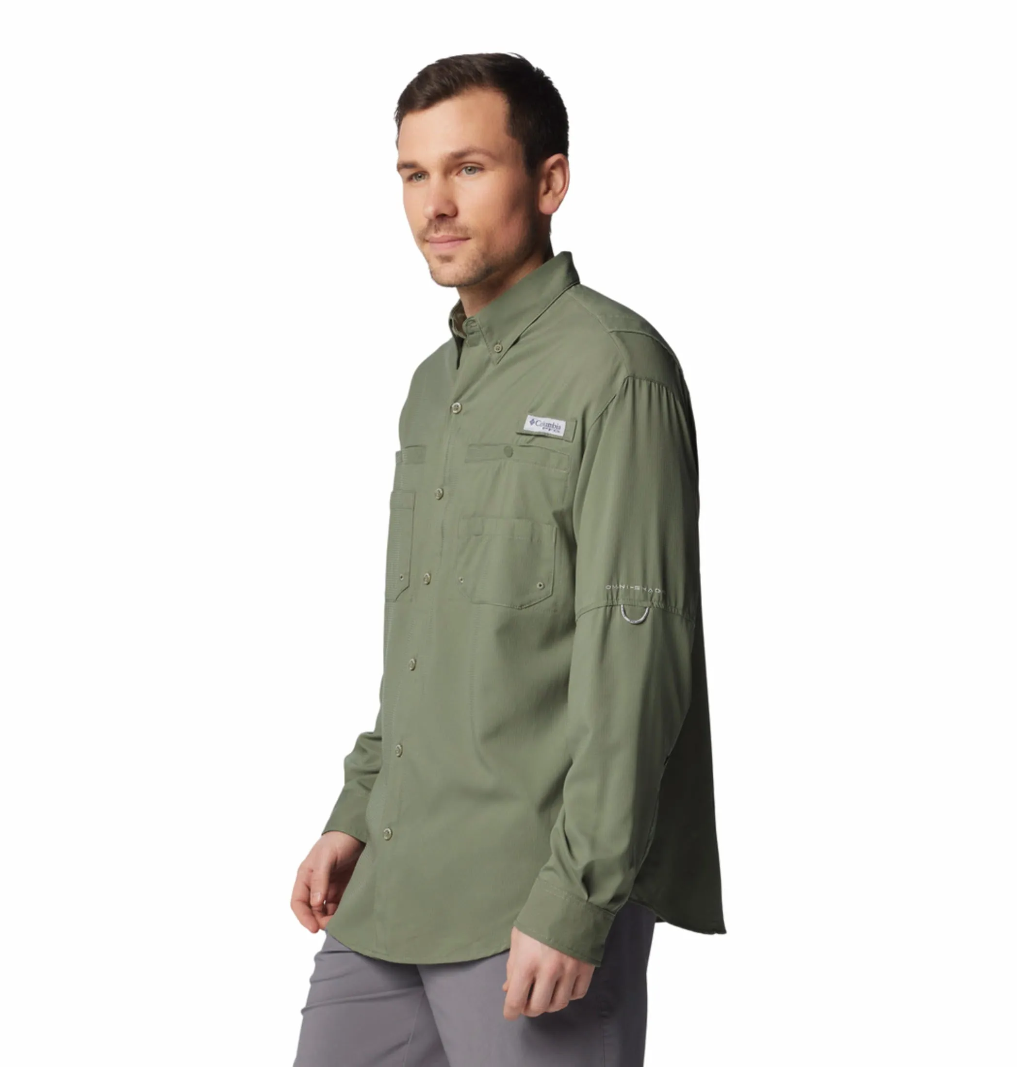 Columbia Men Green Omni-Wick Tamiami II Long Sleeve Shirt