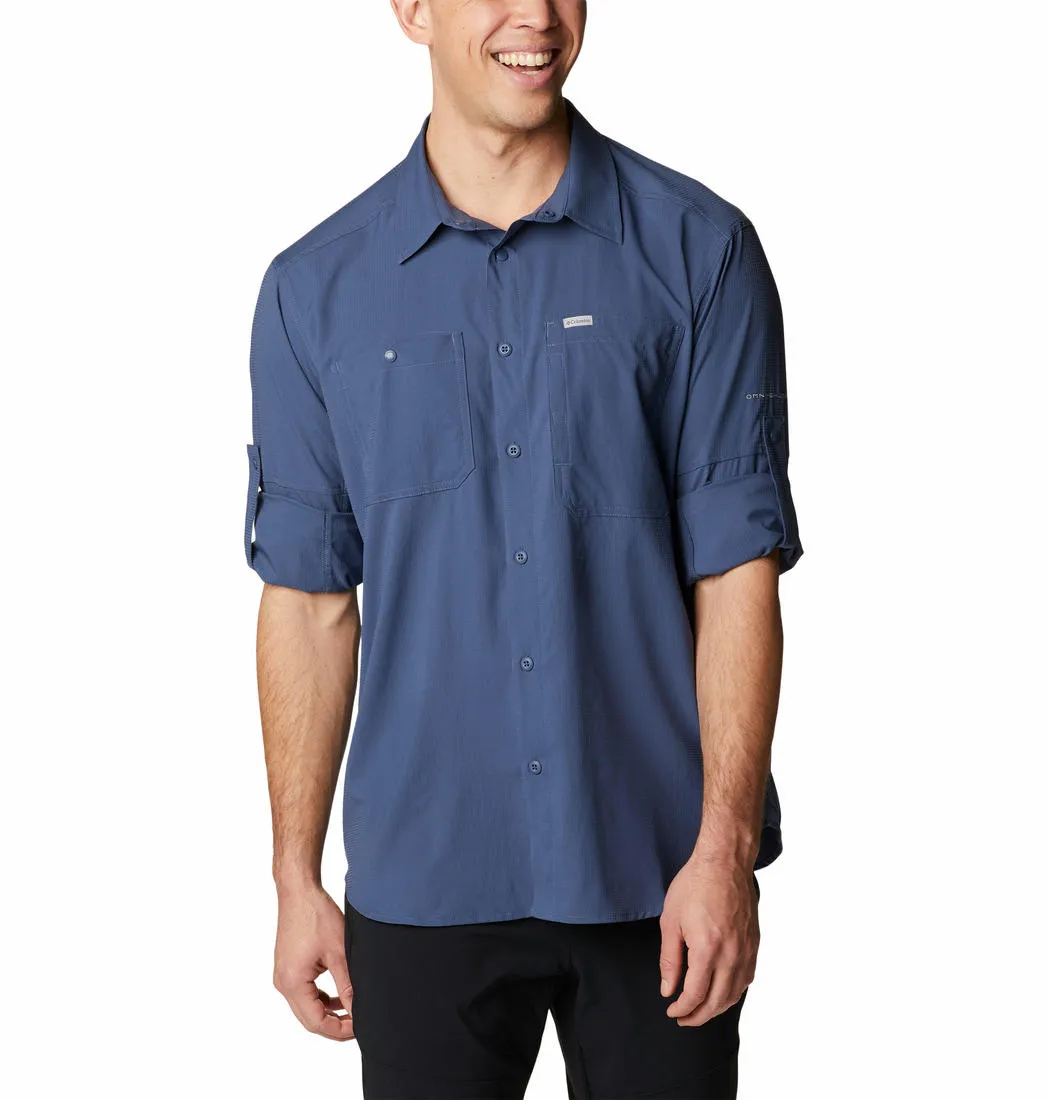 Columbia Men Navy Blue Omni-Shade Silver Ridge Utility Lite Long Sleeve Shirt