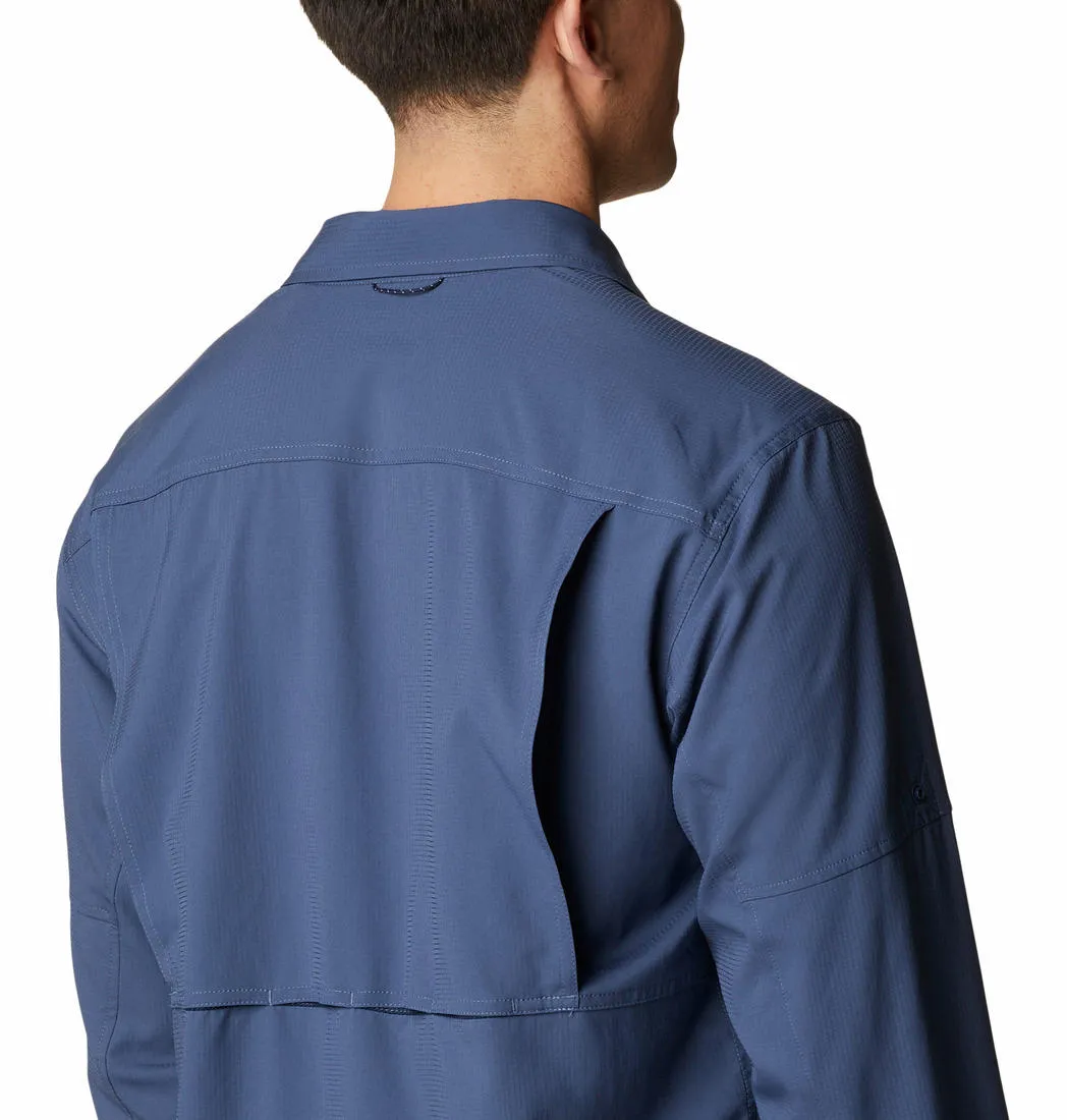Columbia Men Navy Blue Omni-Shade Silver Ridge Utility Lite Long Sleeve Shirt
