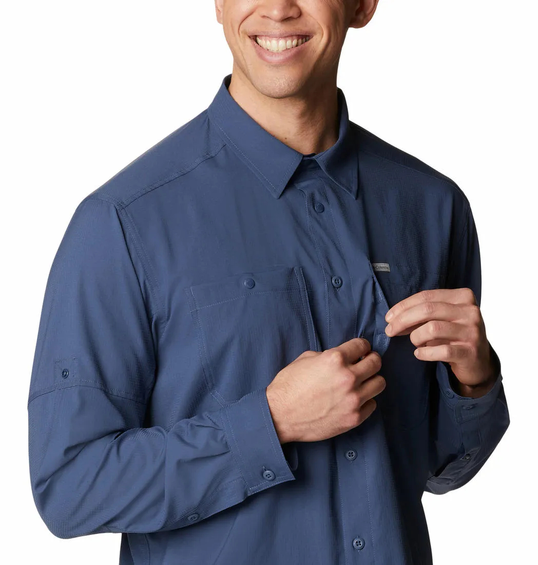 Columbia Men Navy Blue Omni-Shade Silver Ridge Utility Lite Long Sleeve Shirt