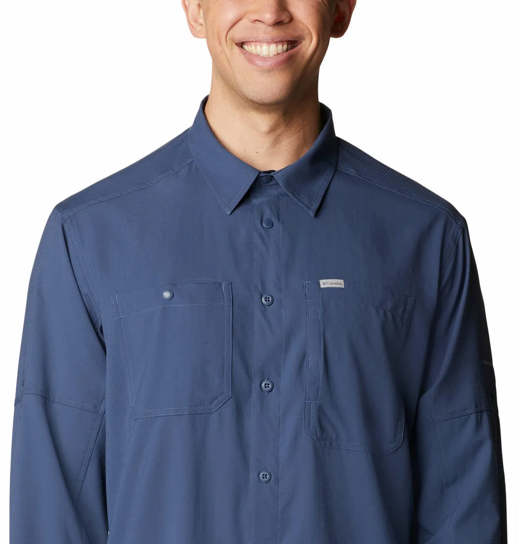 Columbia Men Navy Blue Omni-Shade Silver Ridge Utility Lite Long Sleeve Shirt
