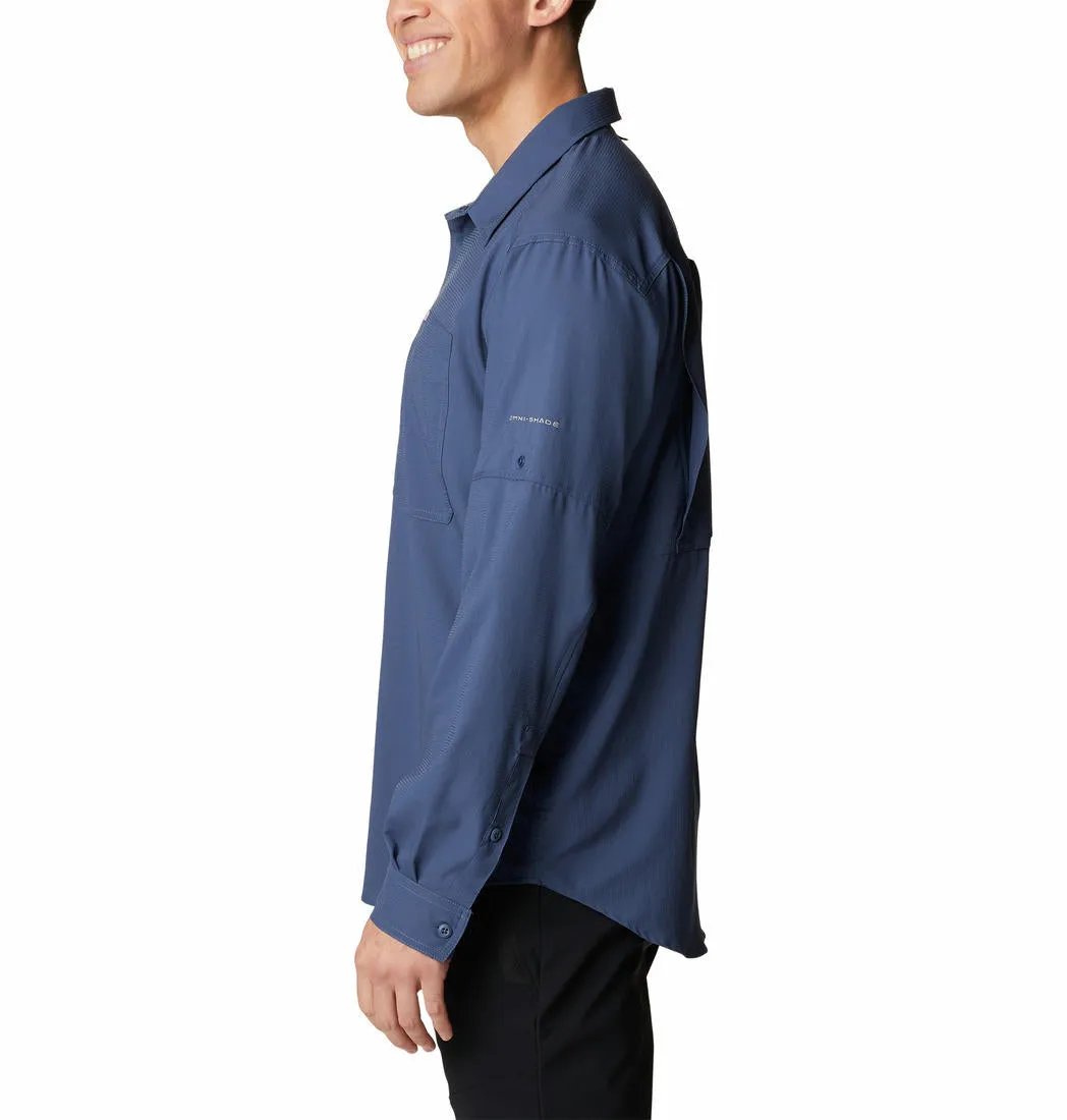 Columbia Men Navy Blue Omni-Shade Silver Ridge Utility Lite Long Sleeve Shirt