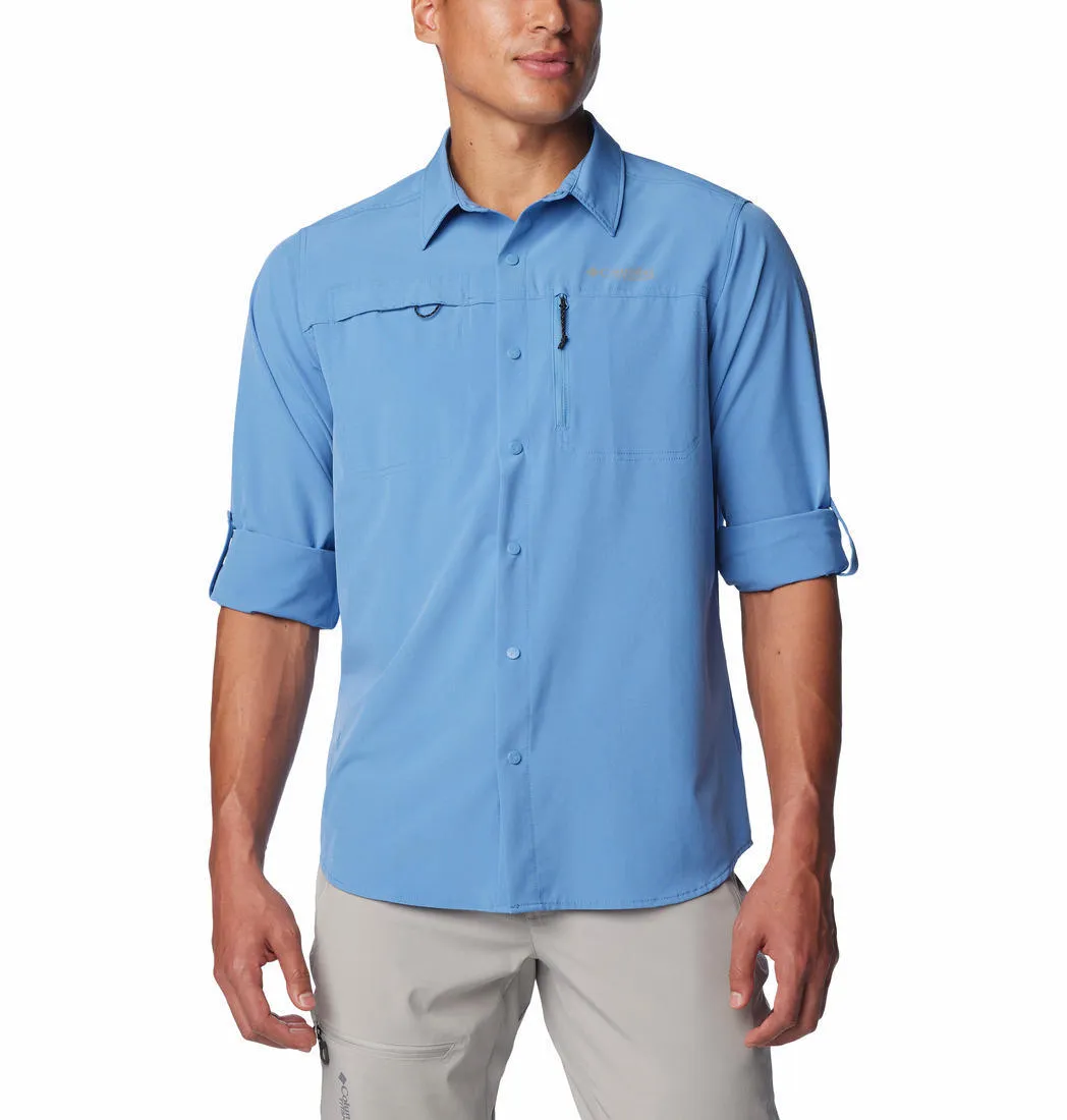 Columbia Men Navy Blue Omni-Shade Summit Valley Woven Long Sleeve Shirt