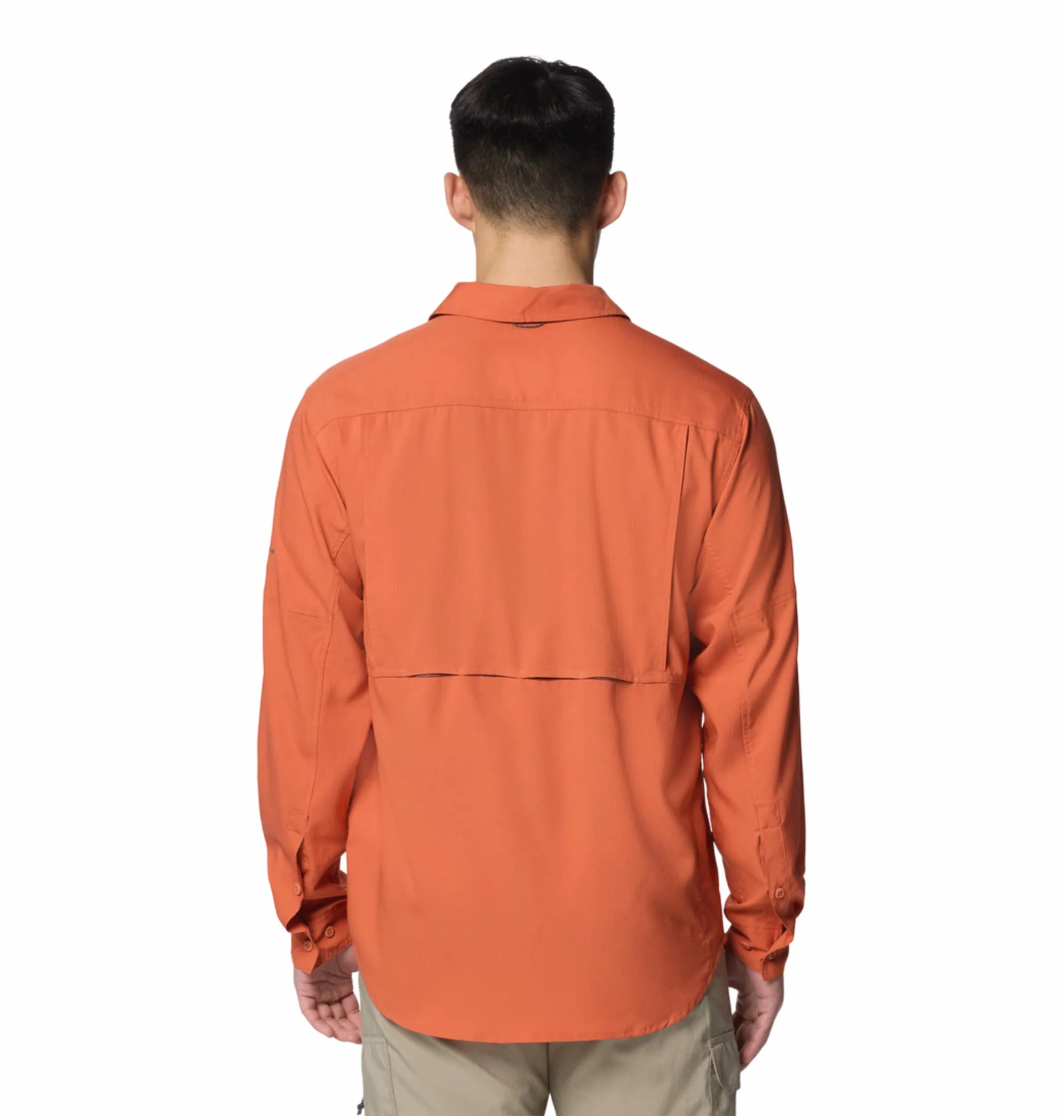 Columbia Men Red Omni-Shade Silver Ridge Utility Lite Long Sleeve Shirt