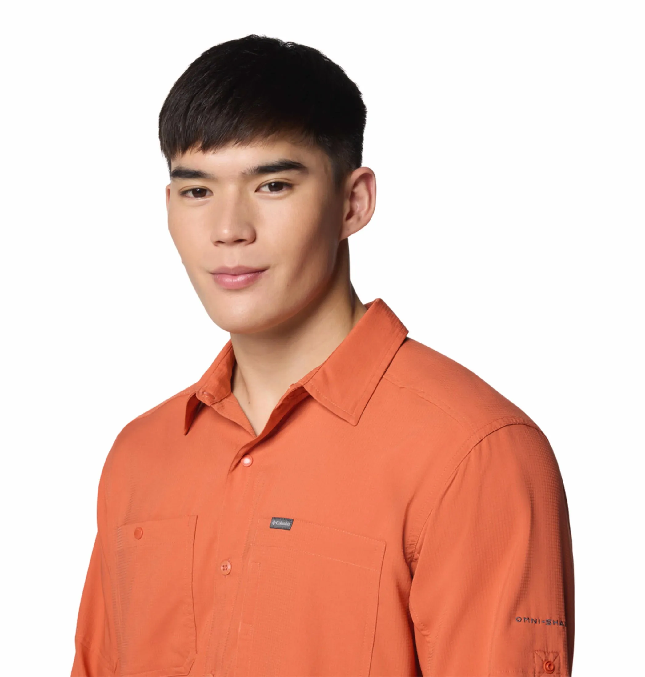 Columbia Men Red Omni-Shade Silver Ridge Utility Lite Long Sleeve Shirt