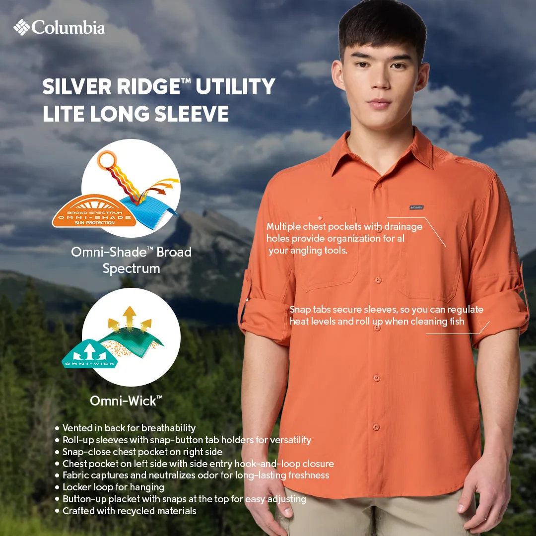Columbia Men Red Omni-Shade Silver Ridge Utility Lite Long Sleeve Shirt