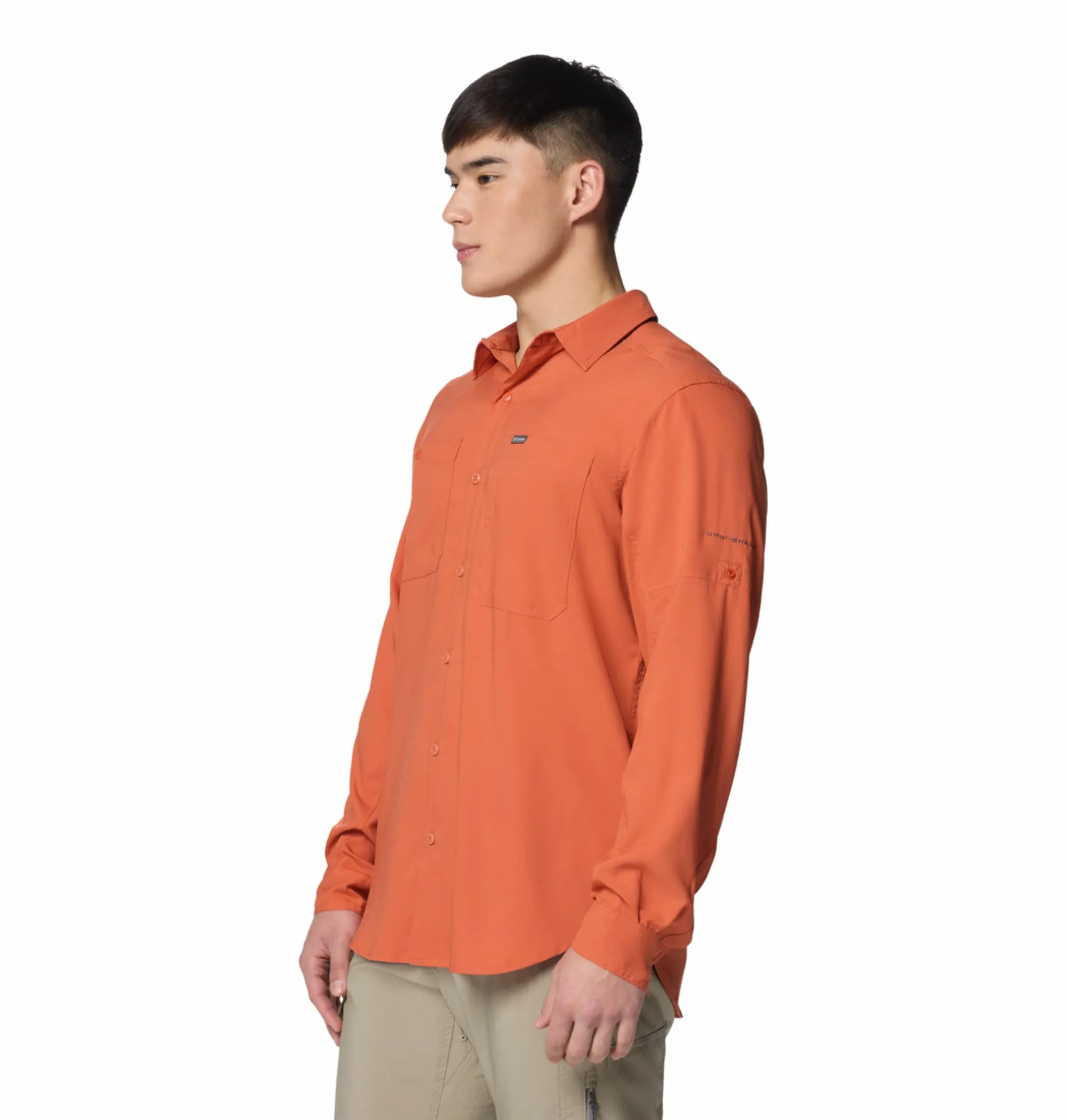 Columbia Men Red Omni-Shade Silver Ridge Utility Lite Long Sleeve Shirt