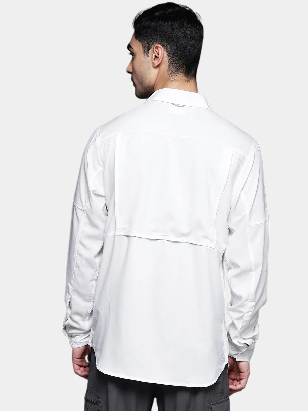 Columbia Men White Omni-Shade Silver Ridge Utility Lite Long Sleeve Shirt