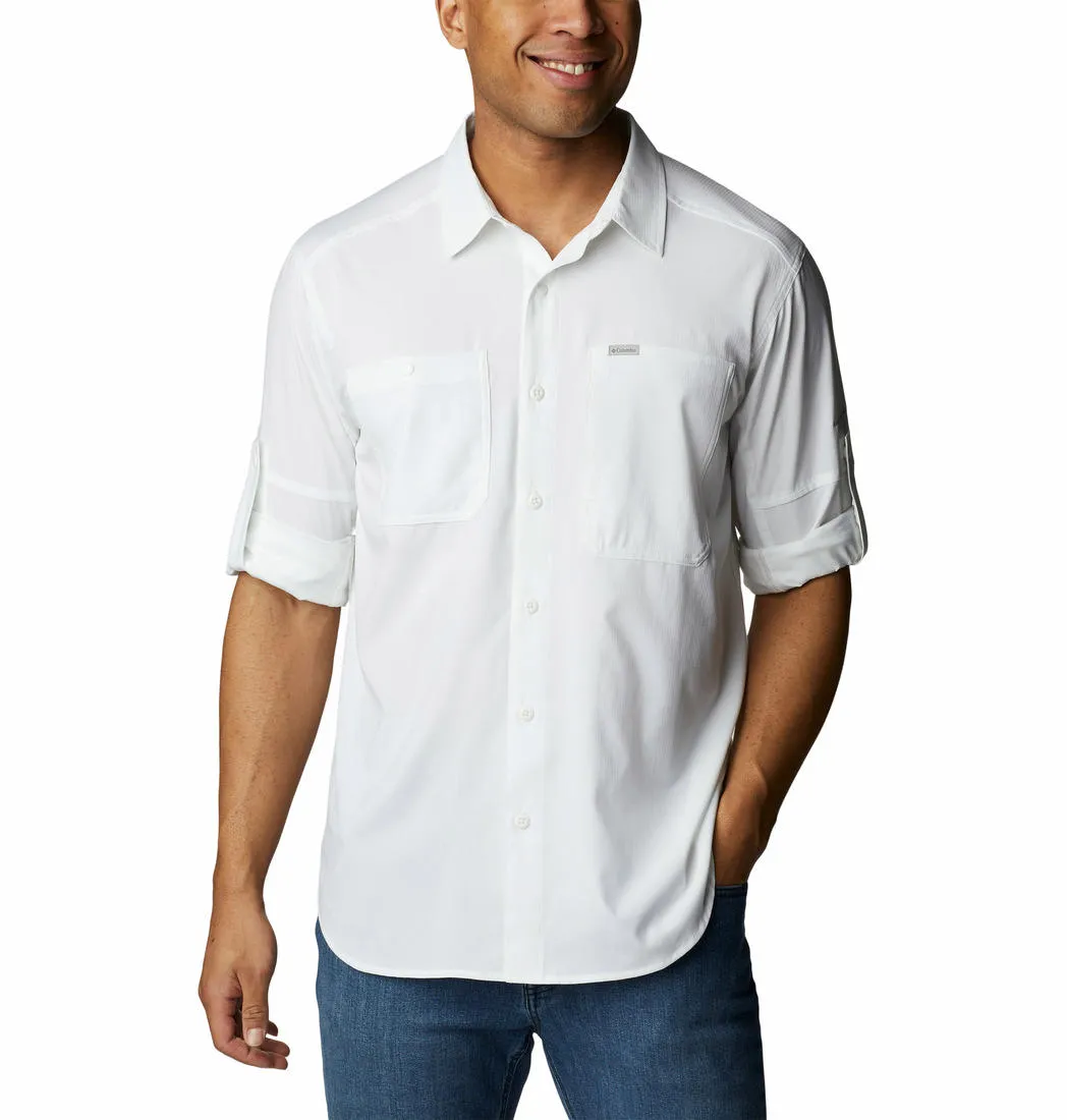 Columbia Men White Omni-Shade Silver Ridge Utility Lite Long Sleeve Shirt