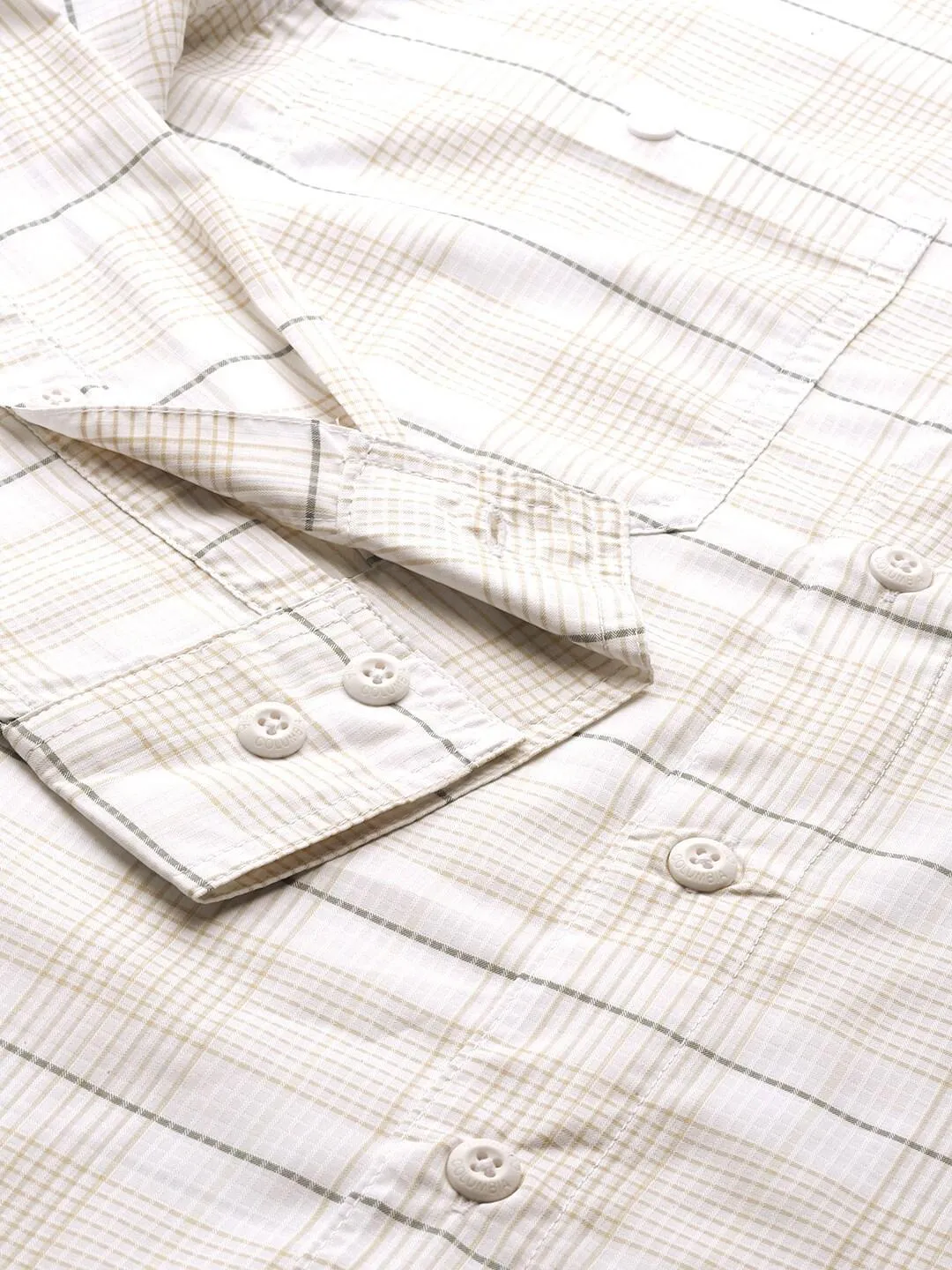 Columbia Men White Omni-Shade Silver Ridge Utility Lite Plaid Long Sleeve Shirt