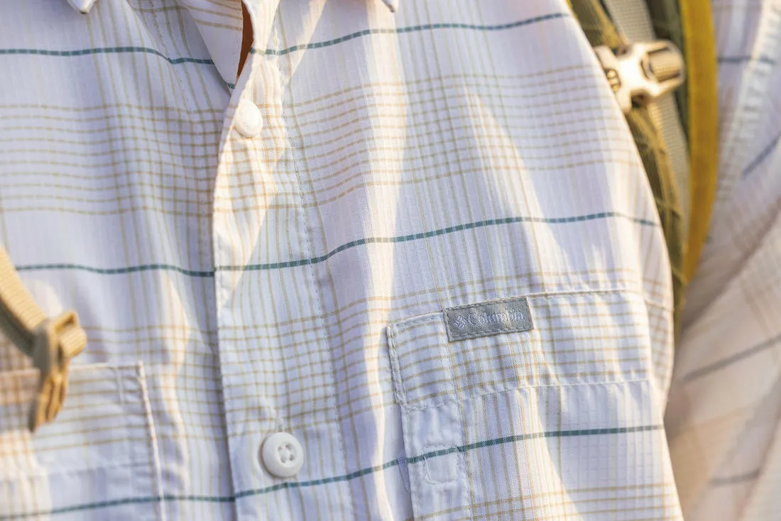 Columbia Men White Omni-Shade Silver Ridge Utility Lite Plaid Long Sleeve Shirt